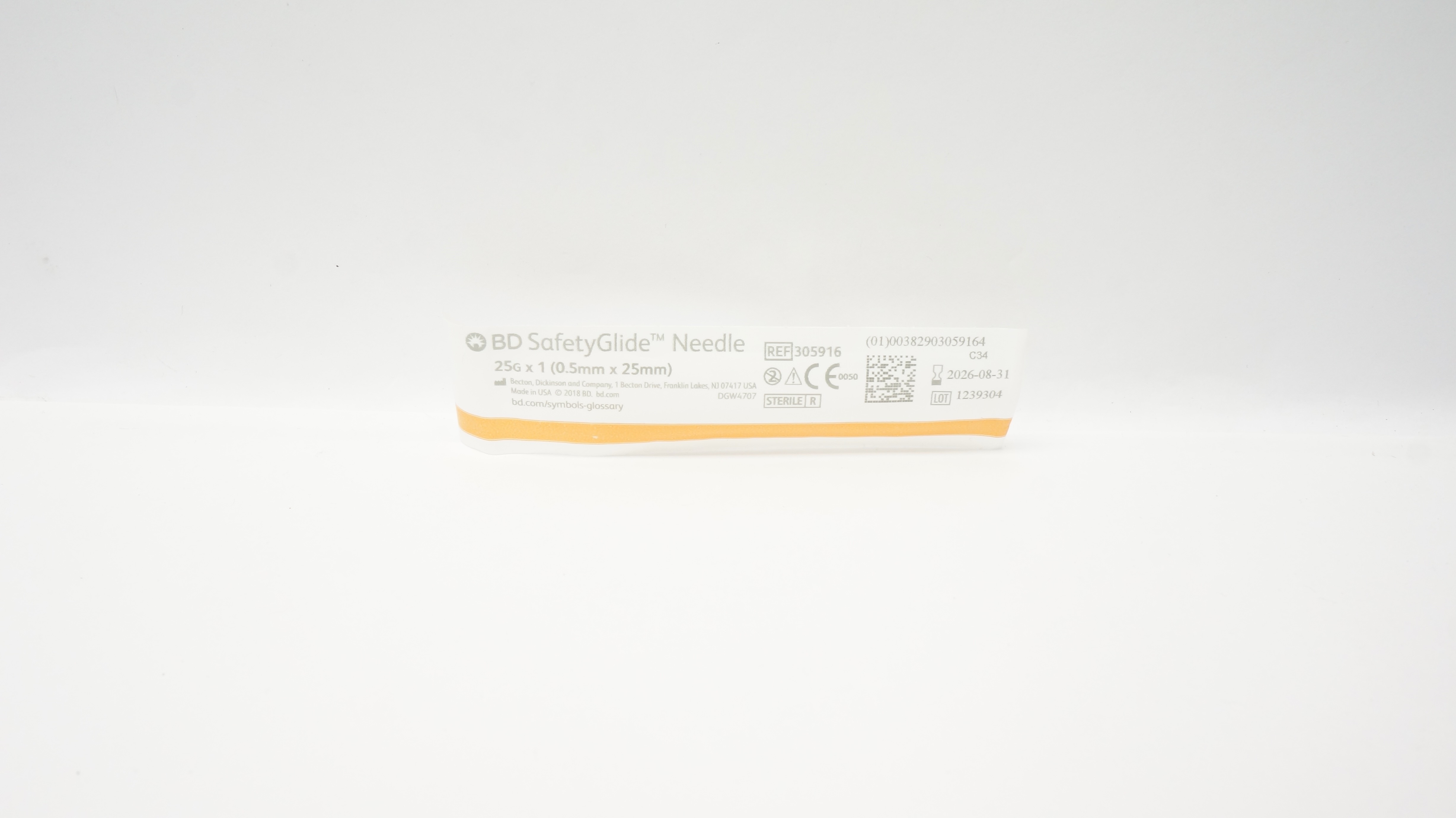 BD 305916 Safety Glide Ndle 25G x 1inch