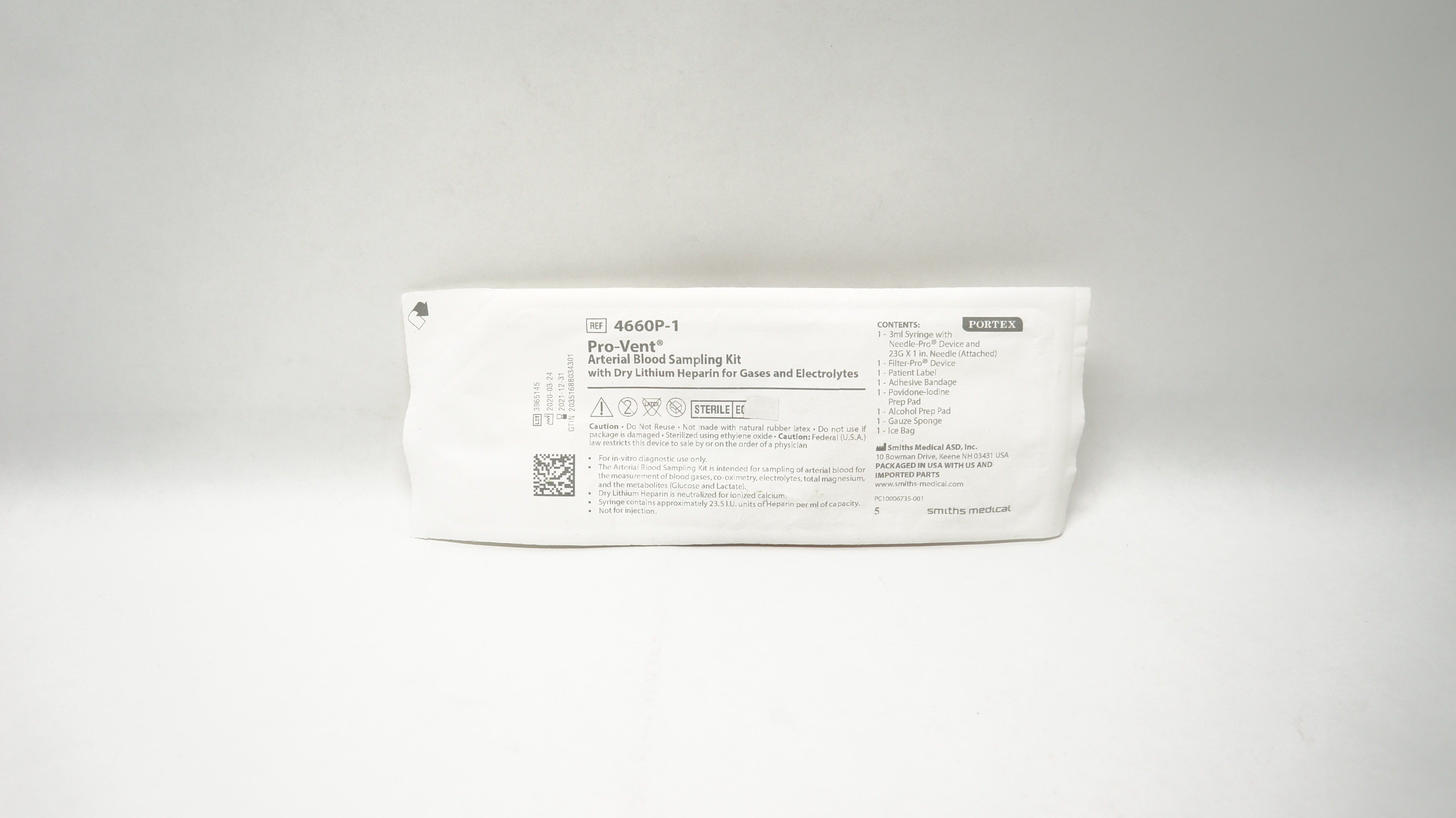 Smiths Medical 4660P-1 Portex Pro-Vent Arterial Blood Sampling Kit (x)