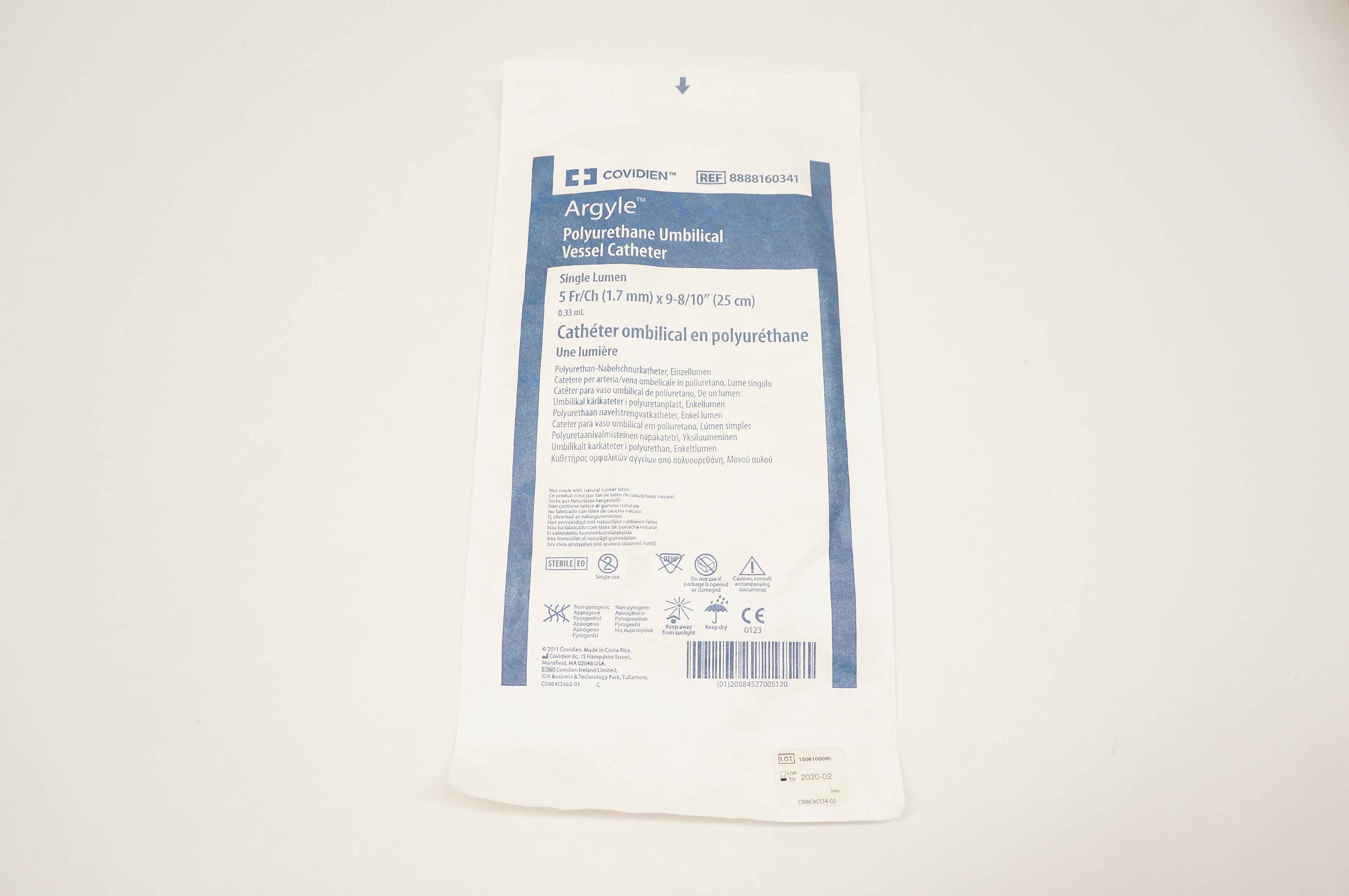 Covidien 8888160341 Argyle Polyurethane Umbilical Vessel Cath. 5Fr.x9-8/10in.(x)