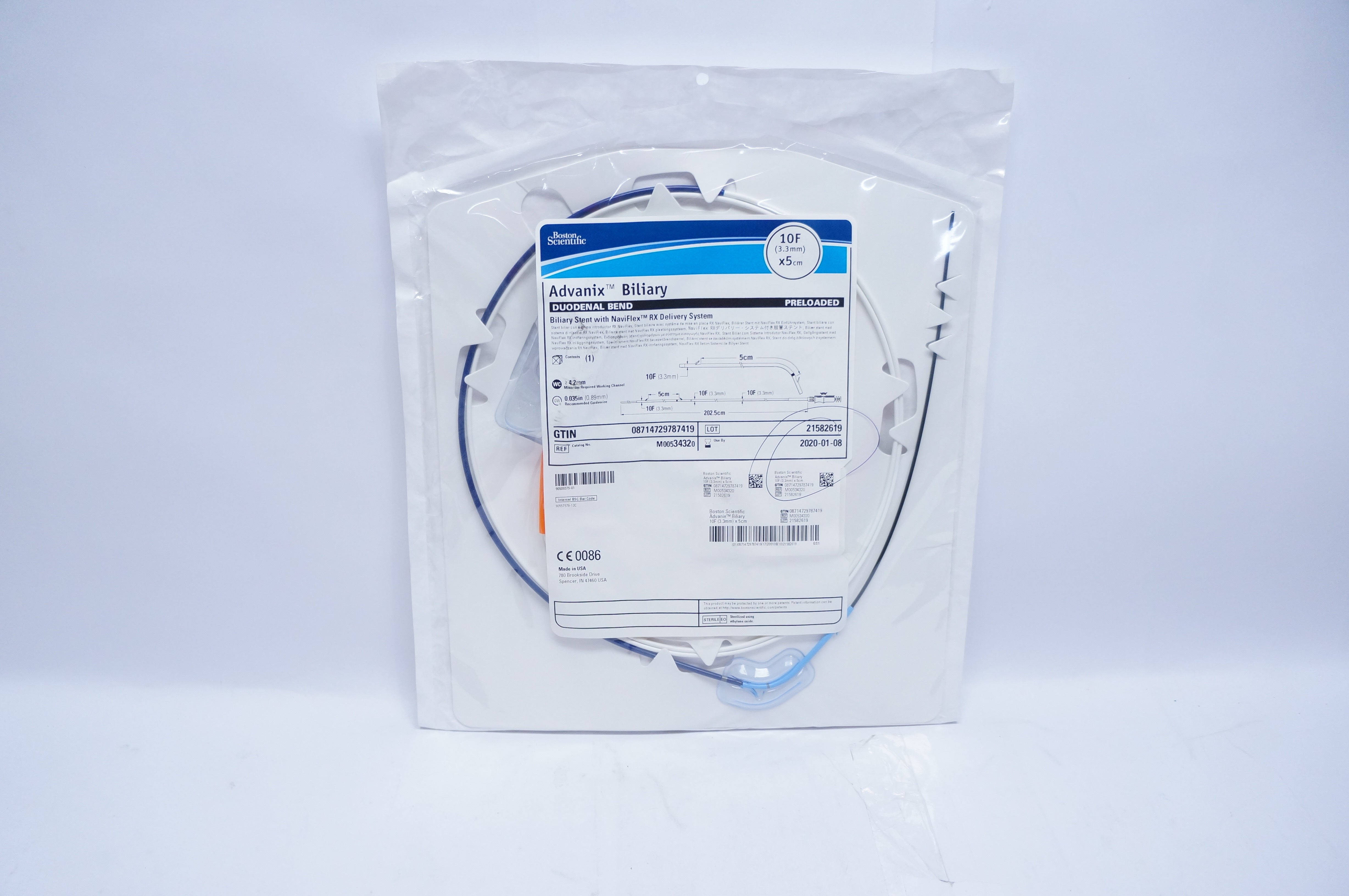 Boston Scientific M00534320 Advanix Duodenal Bend Rx Biliary Stnt 10F x 5cm (x)