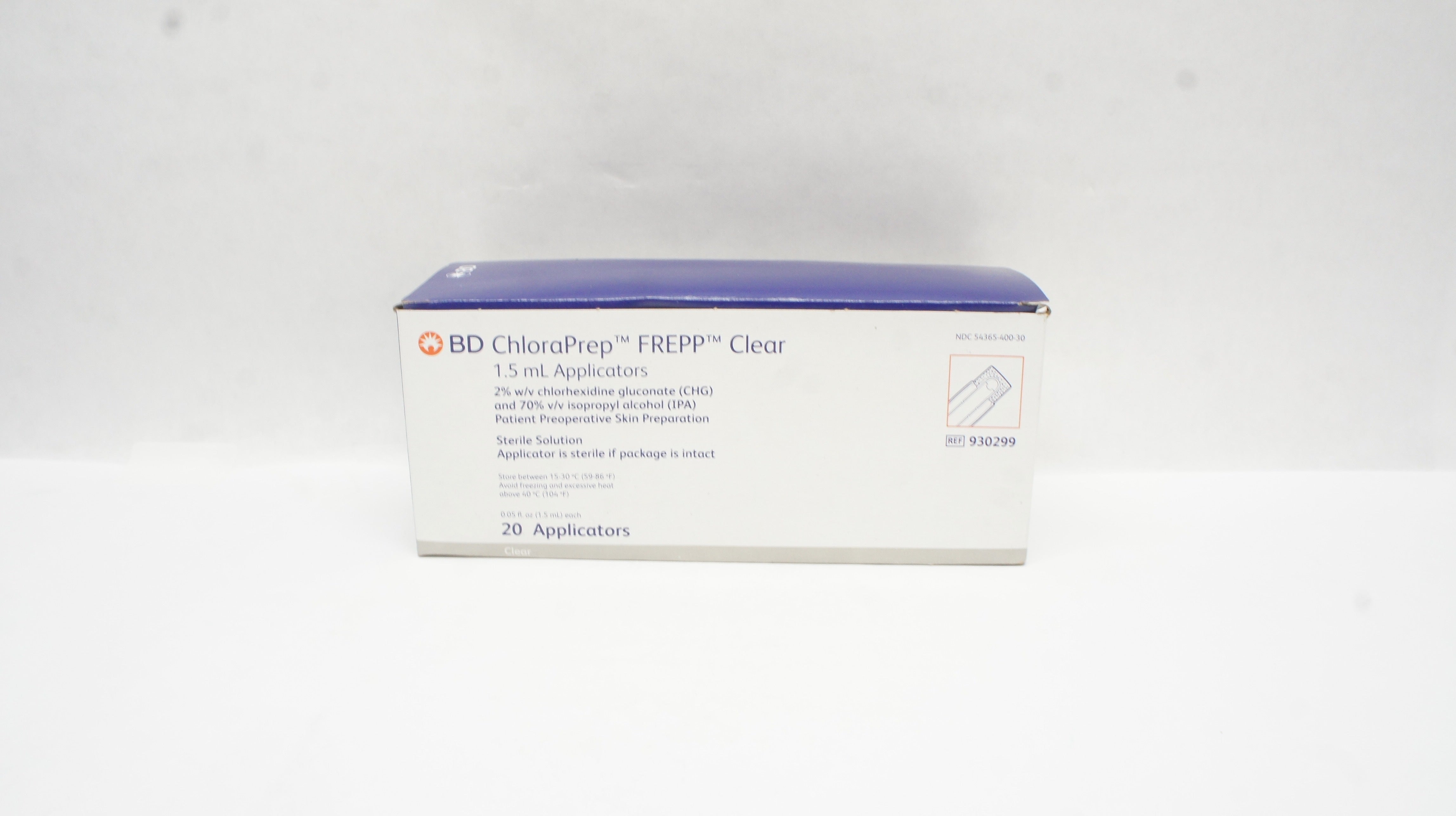 BD 930299 ChloraPrep FREPP Clear 1.5 mL Applicators - Box of 20