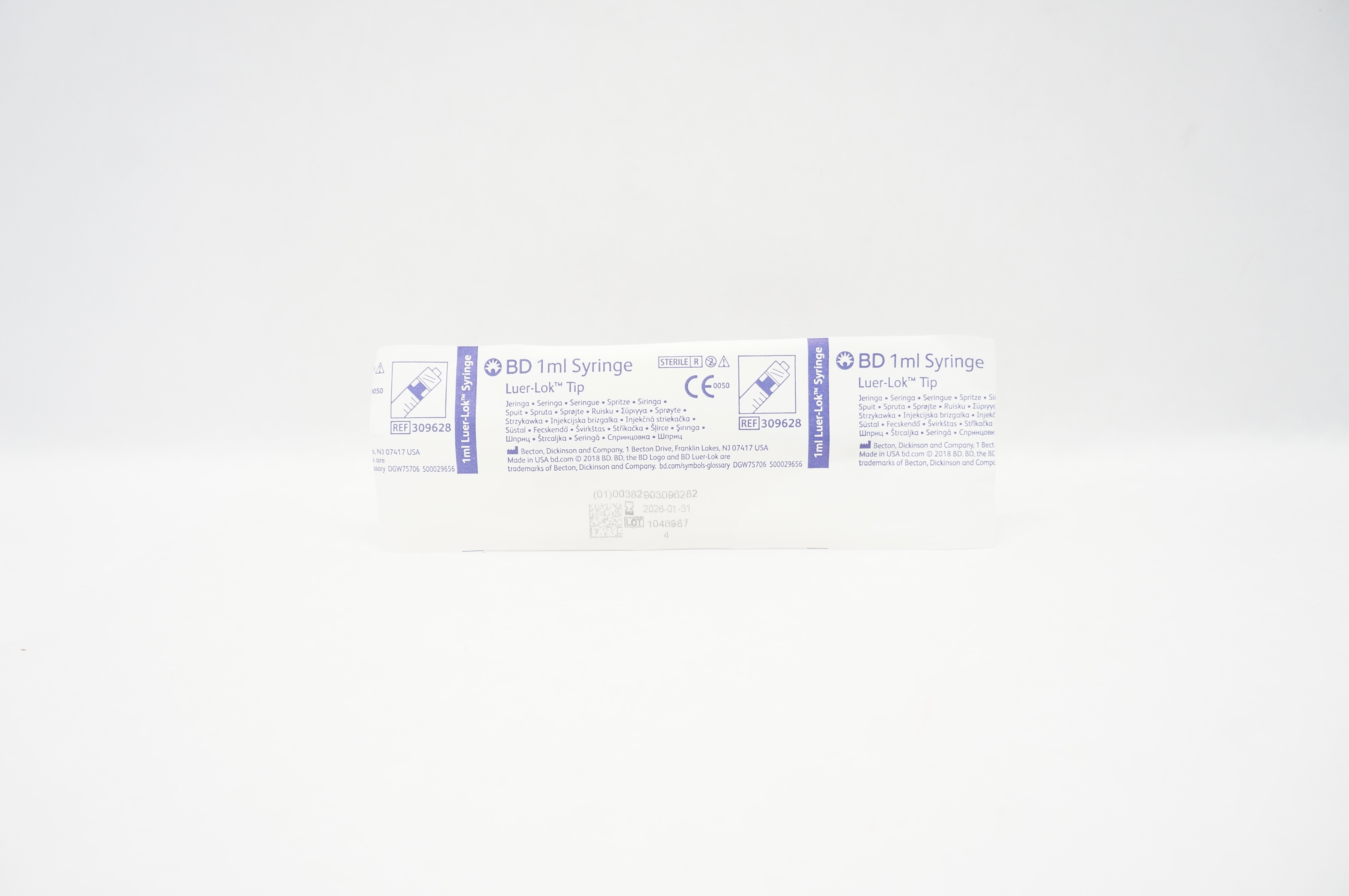 BD 309628 Luer Lok Tip 1ml Syringe