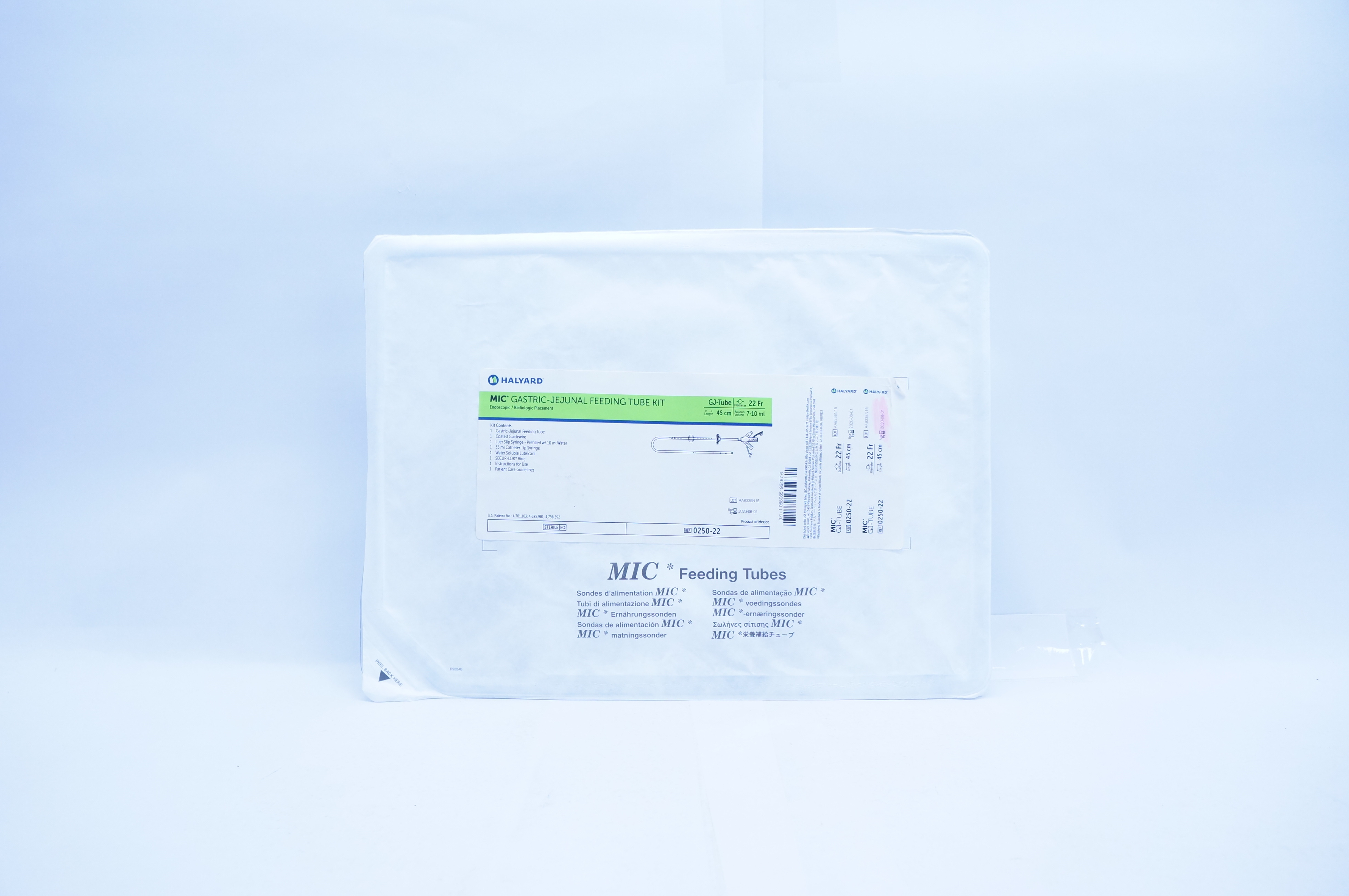 Halyard 0250-22 MIC Gastric-Jejunal Feeding Tube Kit 22Fr x 45cm 7-10ml (x)