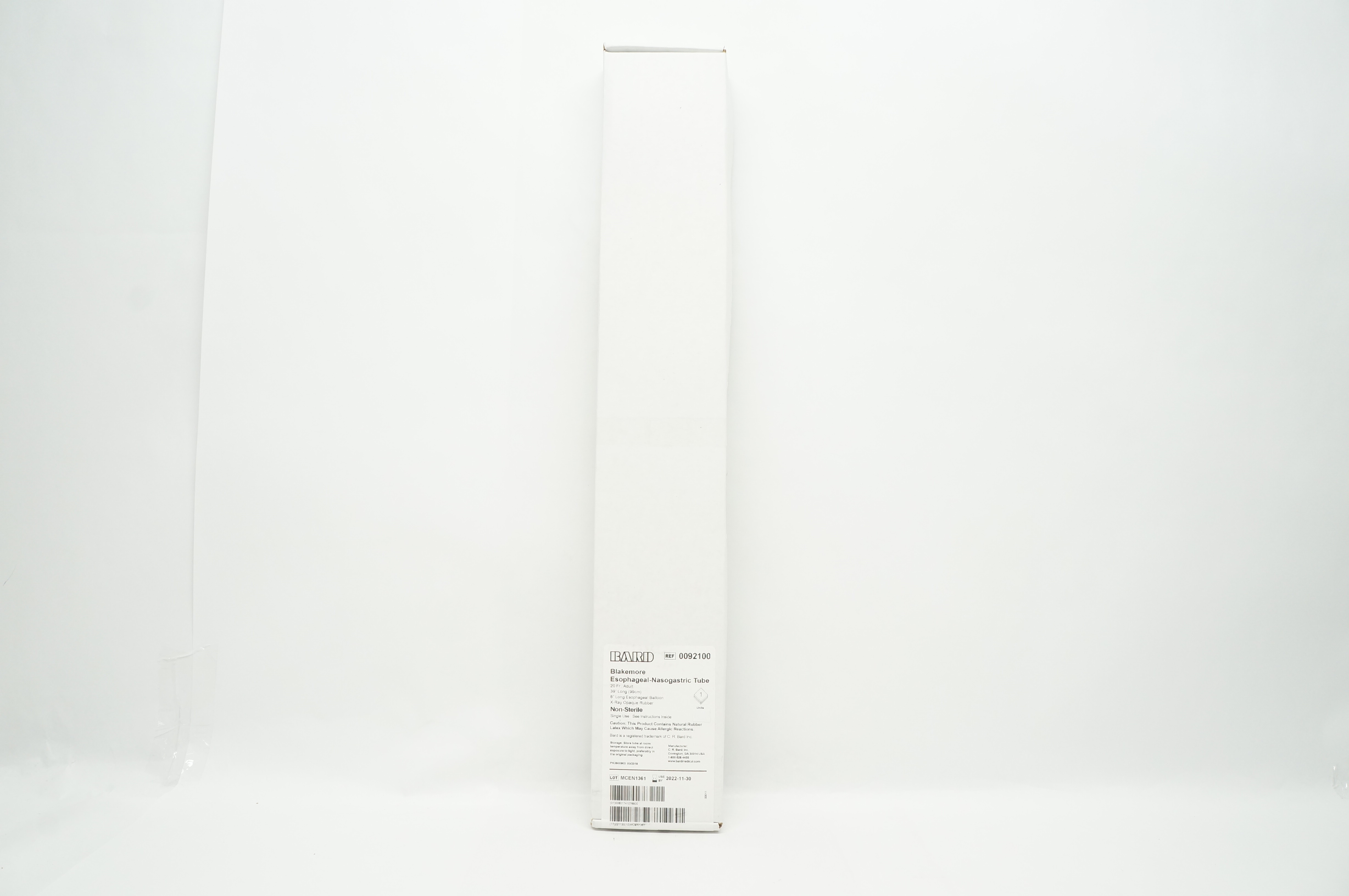 Bard 0092100 Blakemore Esophageal-Nasogastric Tube 20Fr. x 39inch