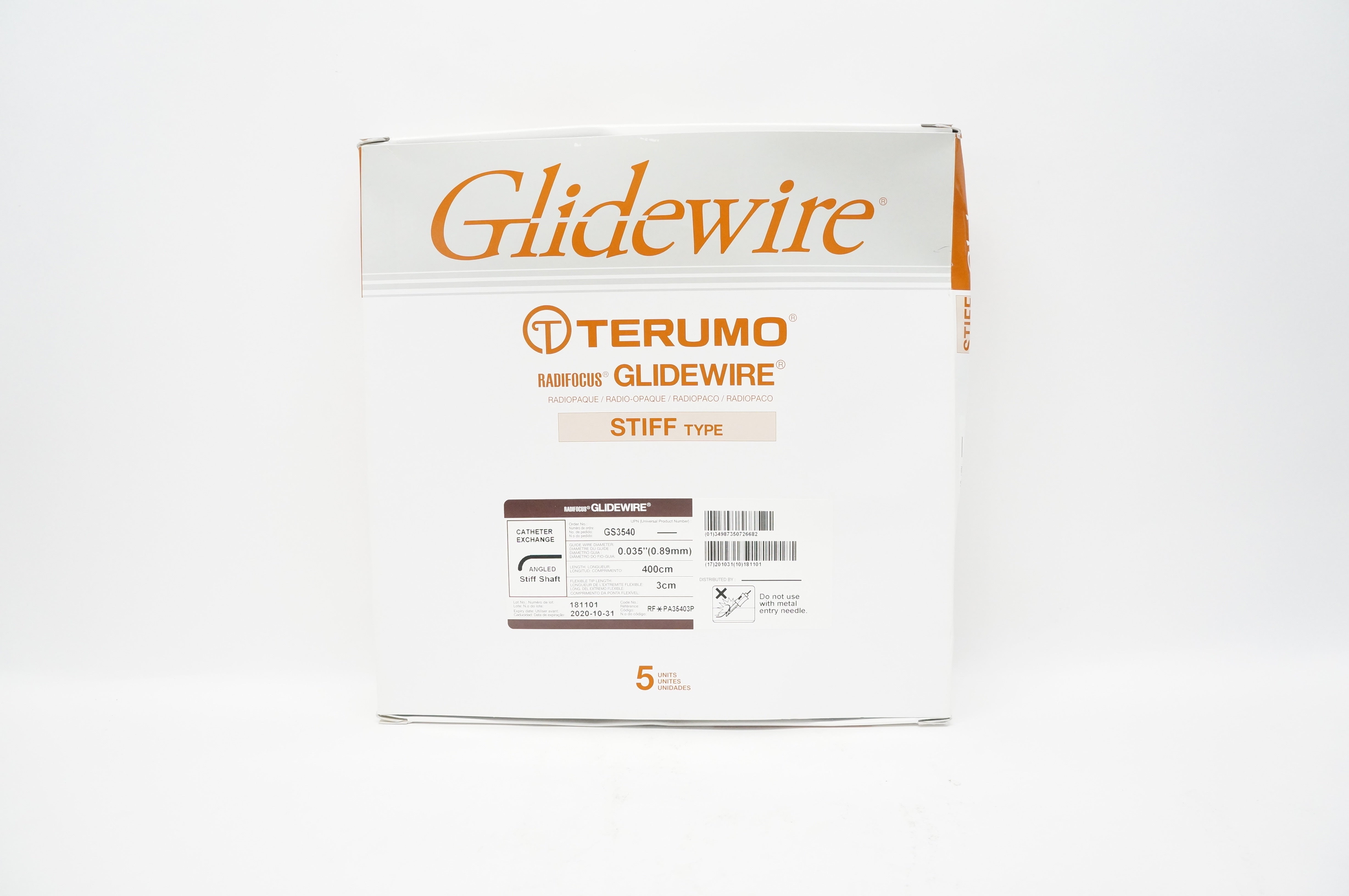 Terumo GS3540 Radifocus Glidewire Exchange Cath. 0.035inchx400x3cm(x) - Box of 4