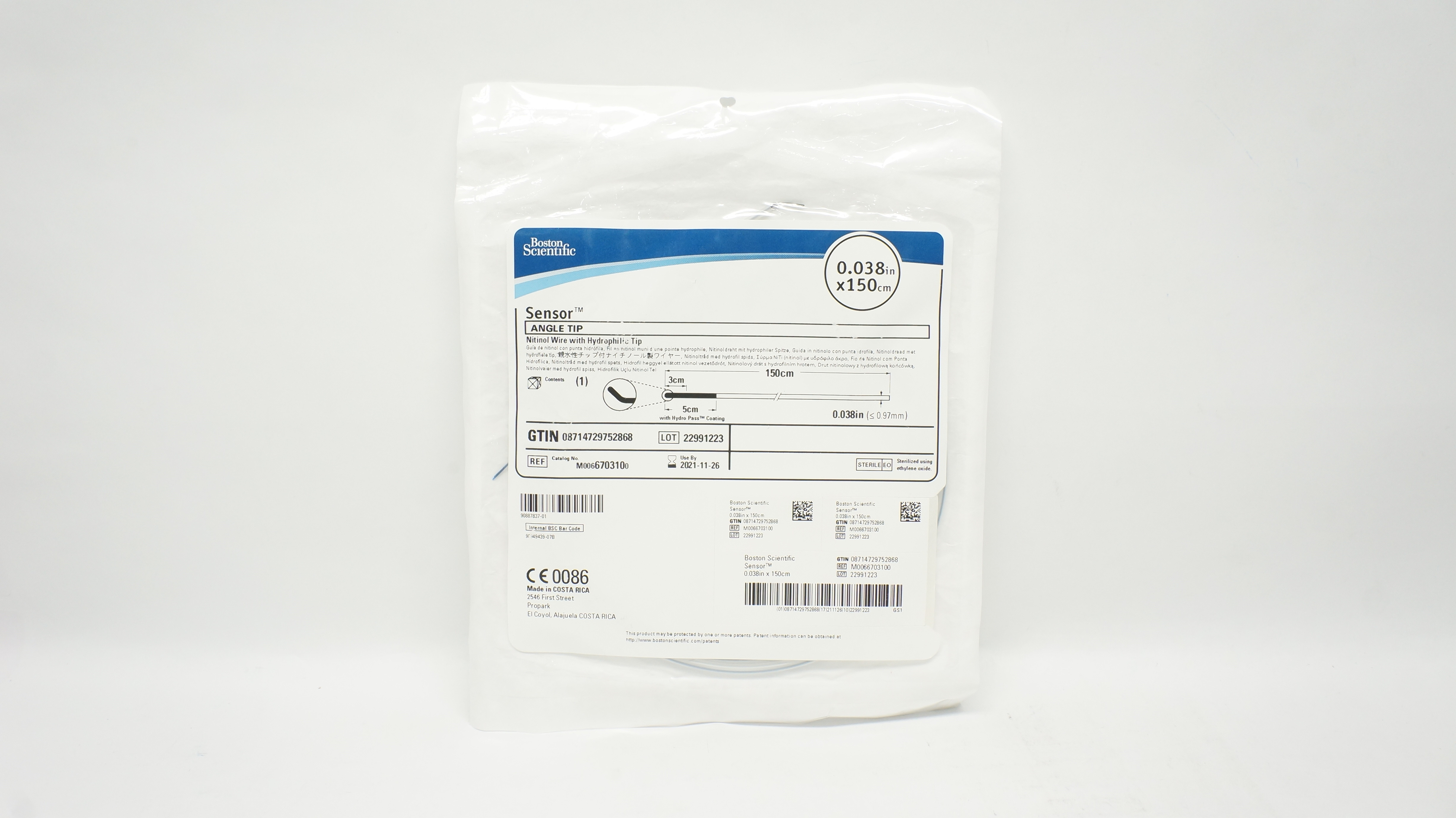 Boston Scientific M0066703100 Sensor Nitinol Wire Angle Tip 0.038inch x 150cm(x)