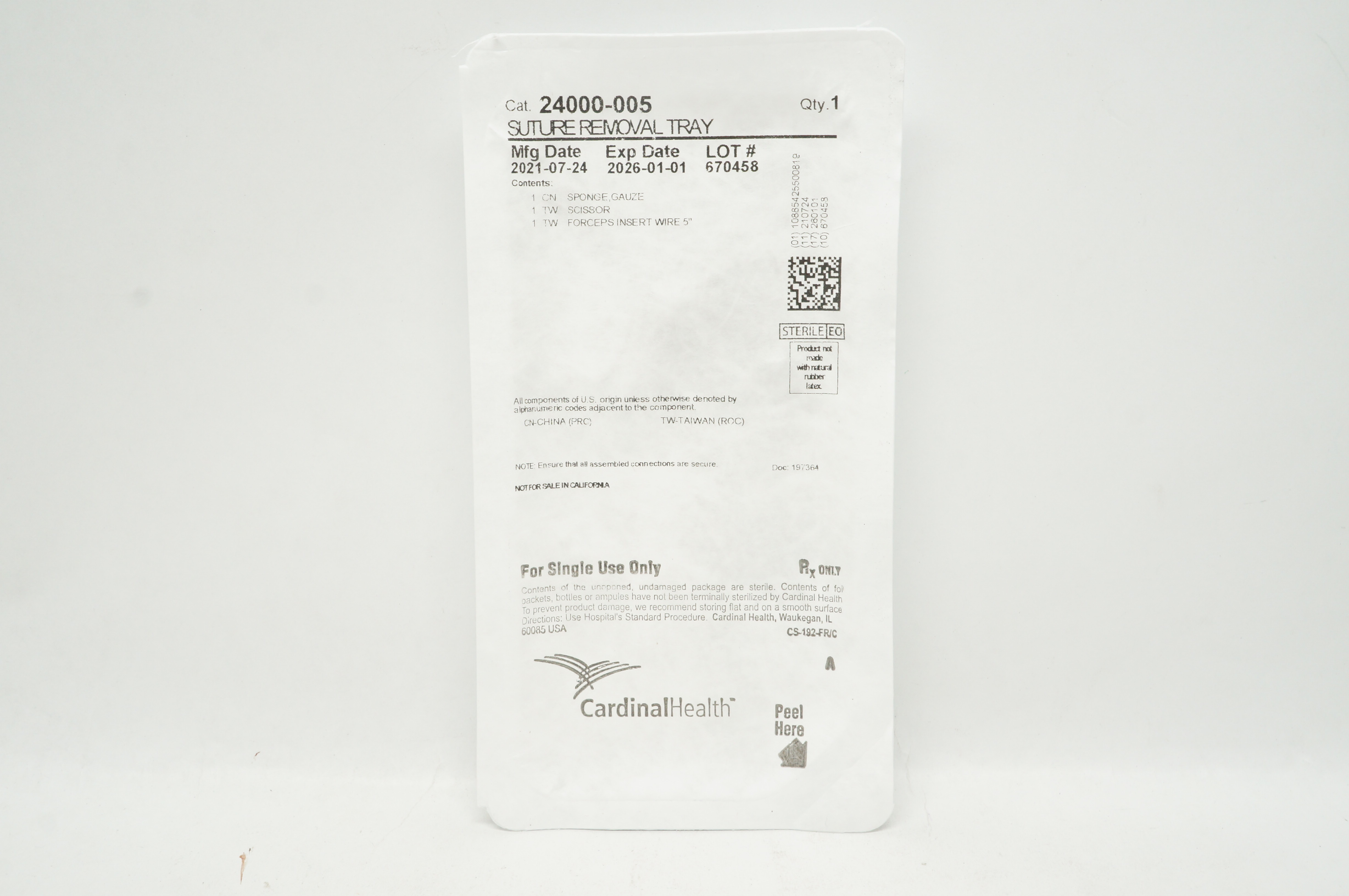 Cardinal Health 24000-005 Stre Removal Tray