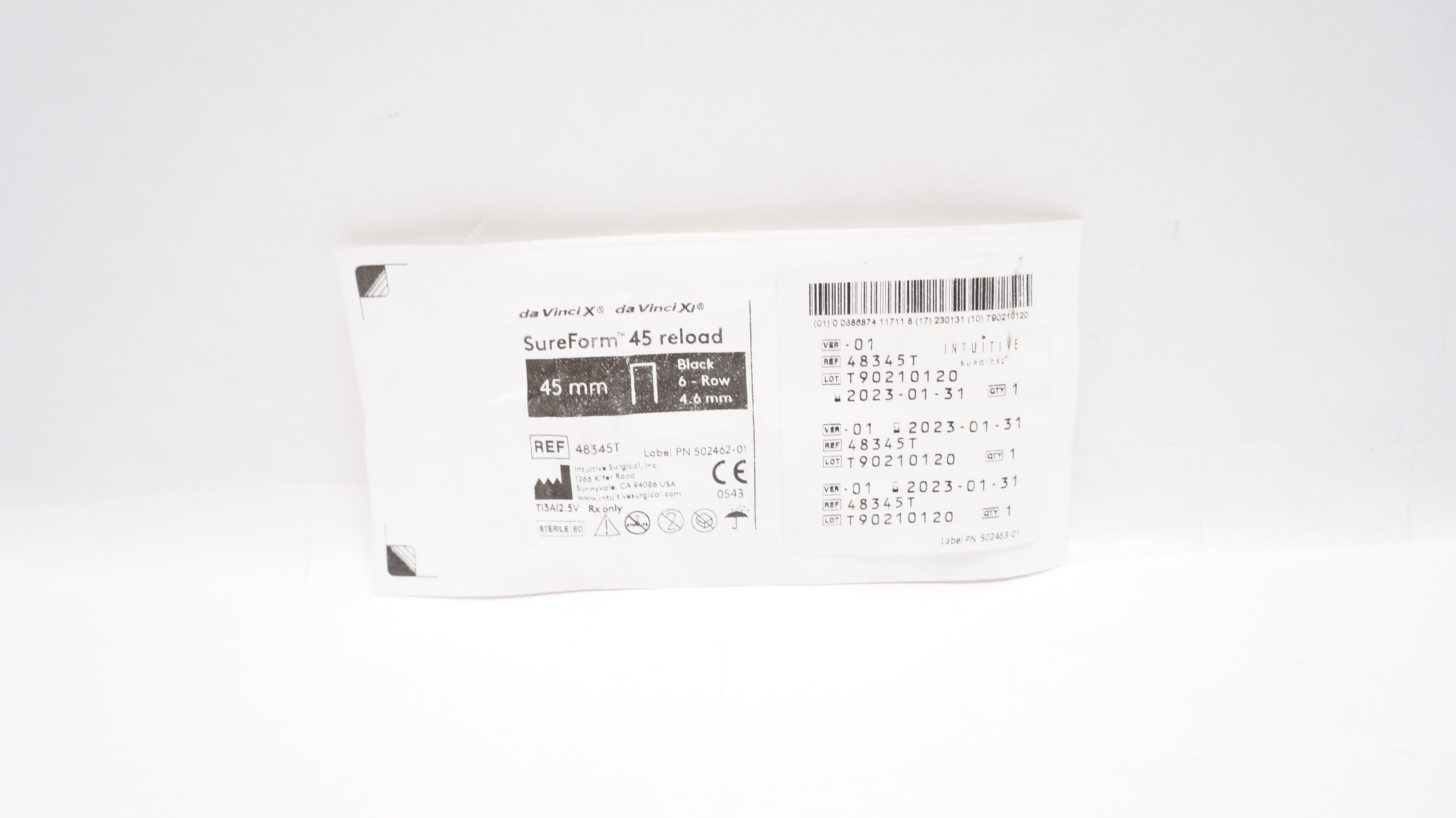 Intuitive Surgical 48345T da Vinci X, Xi SureForm 45 Reload Black 6-Row 4.6mm(x)