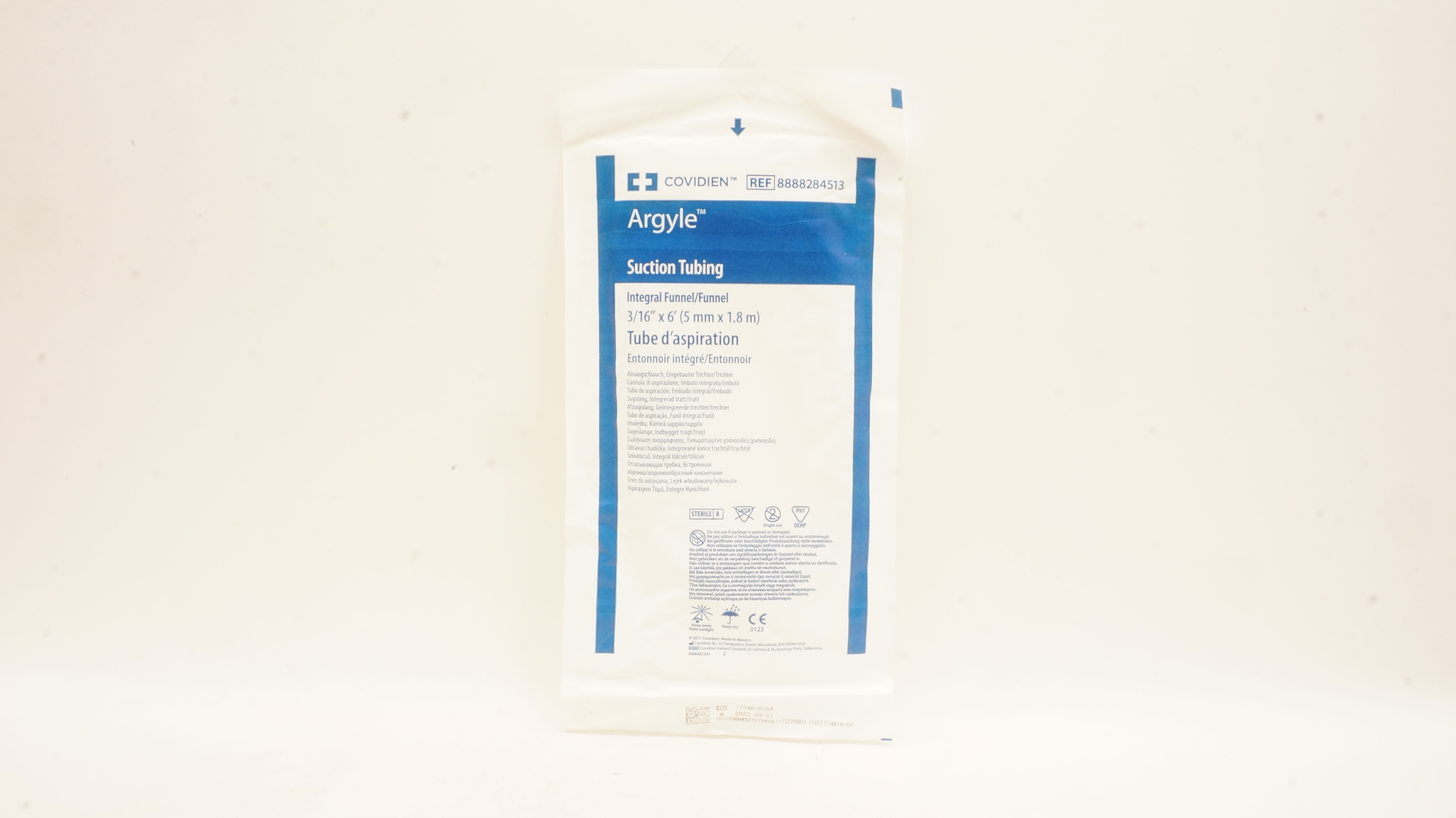 Covidien 8888284513 Argyle Suction Tubing Integral Funnel/Funnel 3/16inch x 6ft.