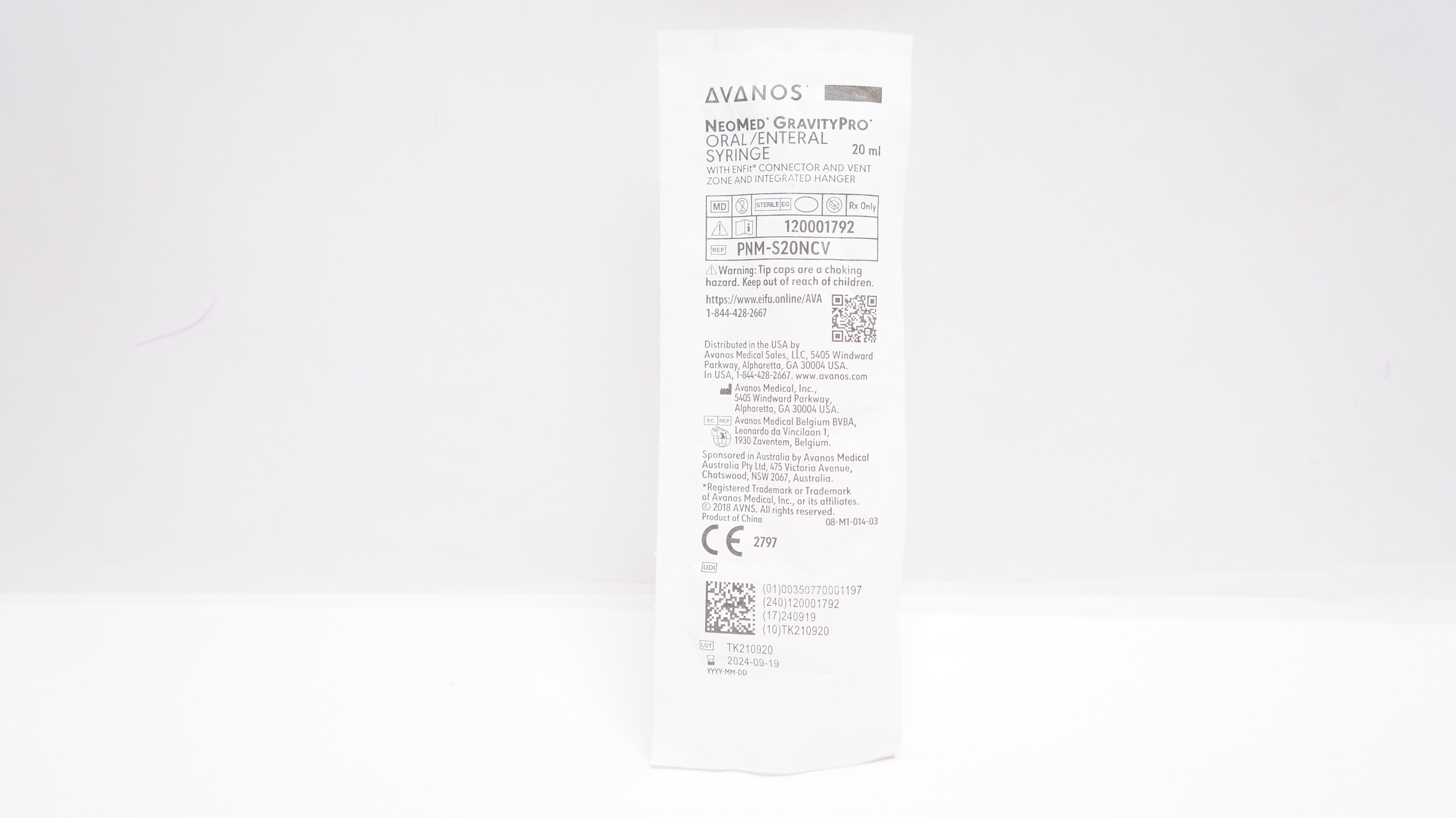 Avanos PNM-S20NCV NEoMed GravityPro Oral/Enteral Syringe 20ml