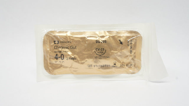Covidien UG203 4-0 30in.Chromic Gut Absorbable Stre.,Ndle .CV-23 17 mm