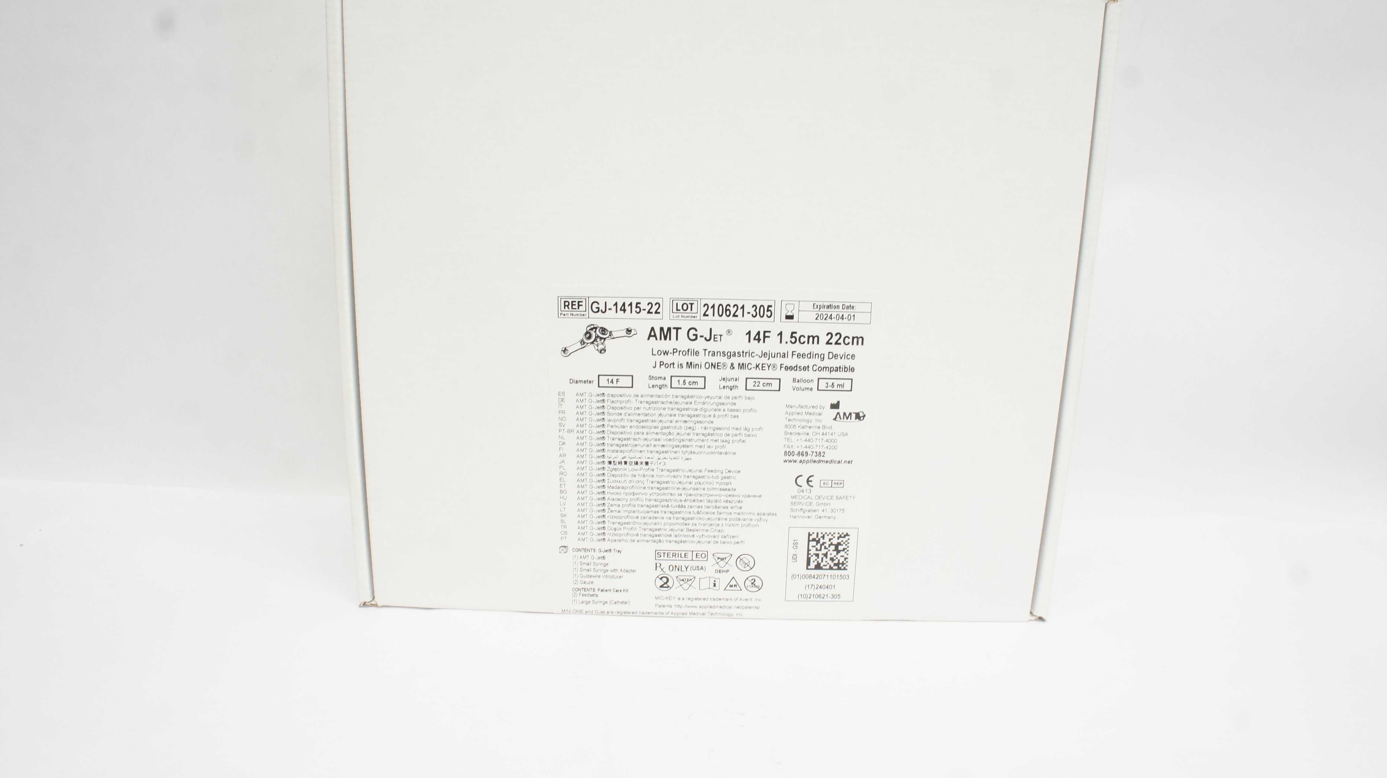 AMT GJ-1415-22 G-Jet Transgastric-Jejunal Feeding Device 14F x 1.5cm x 22cm