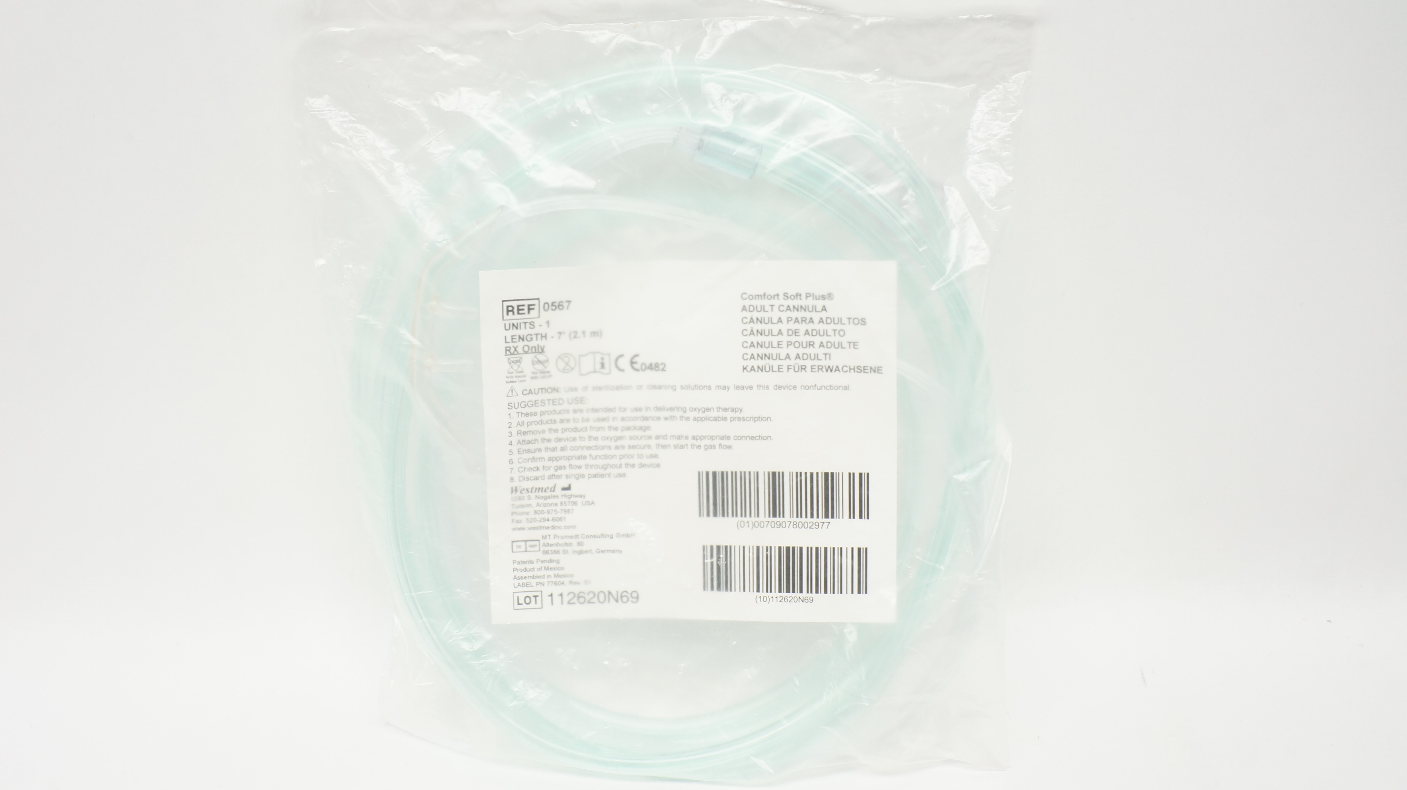 Westmed 0567 Comfort Soft Plus Adult Cannula 7 ft.