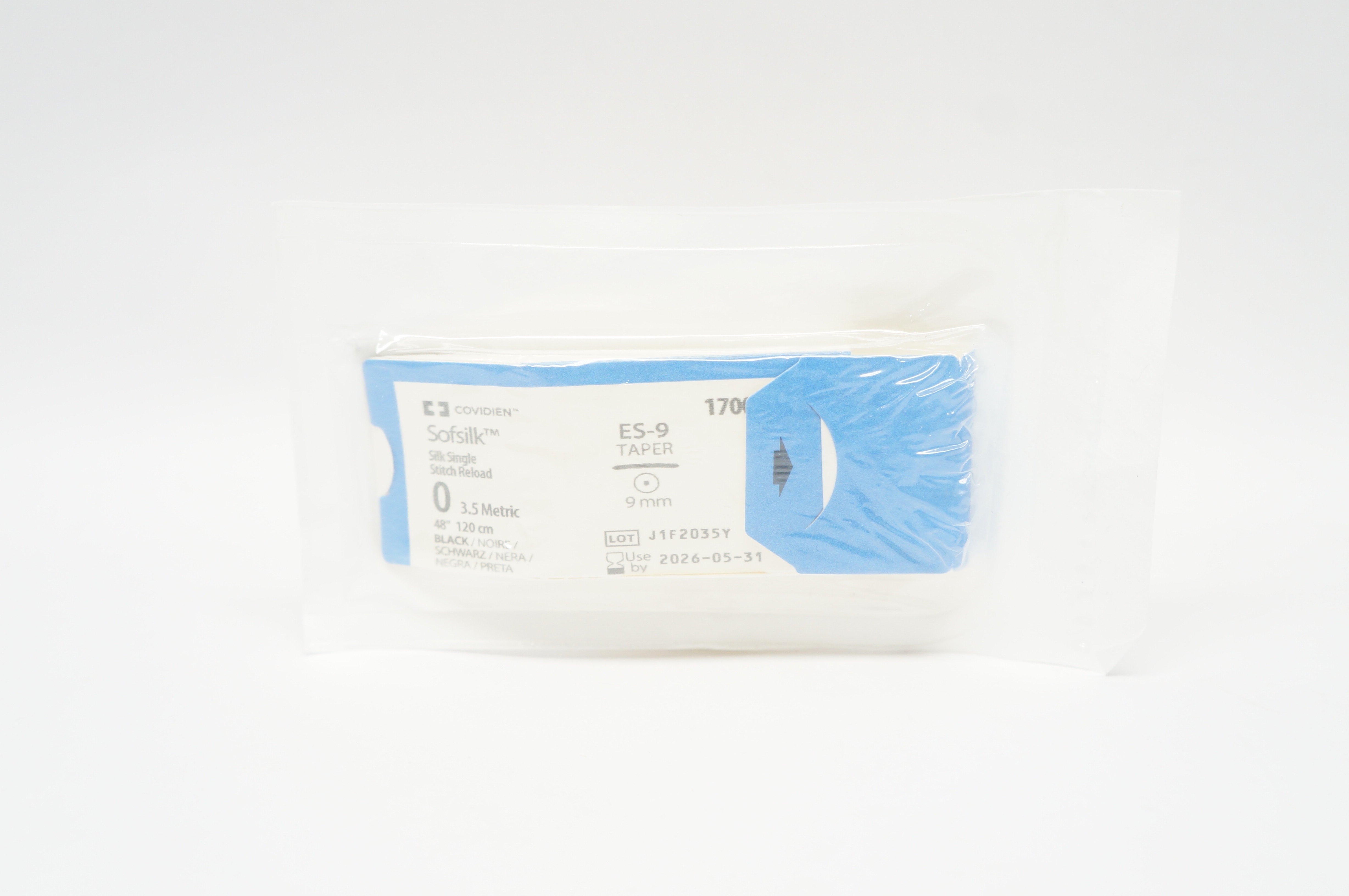 Covidien 170003 0 Sofsilk Silk Single Stitch Reload ES-9 Taper 9mm, 48inch