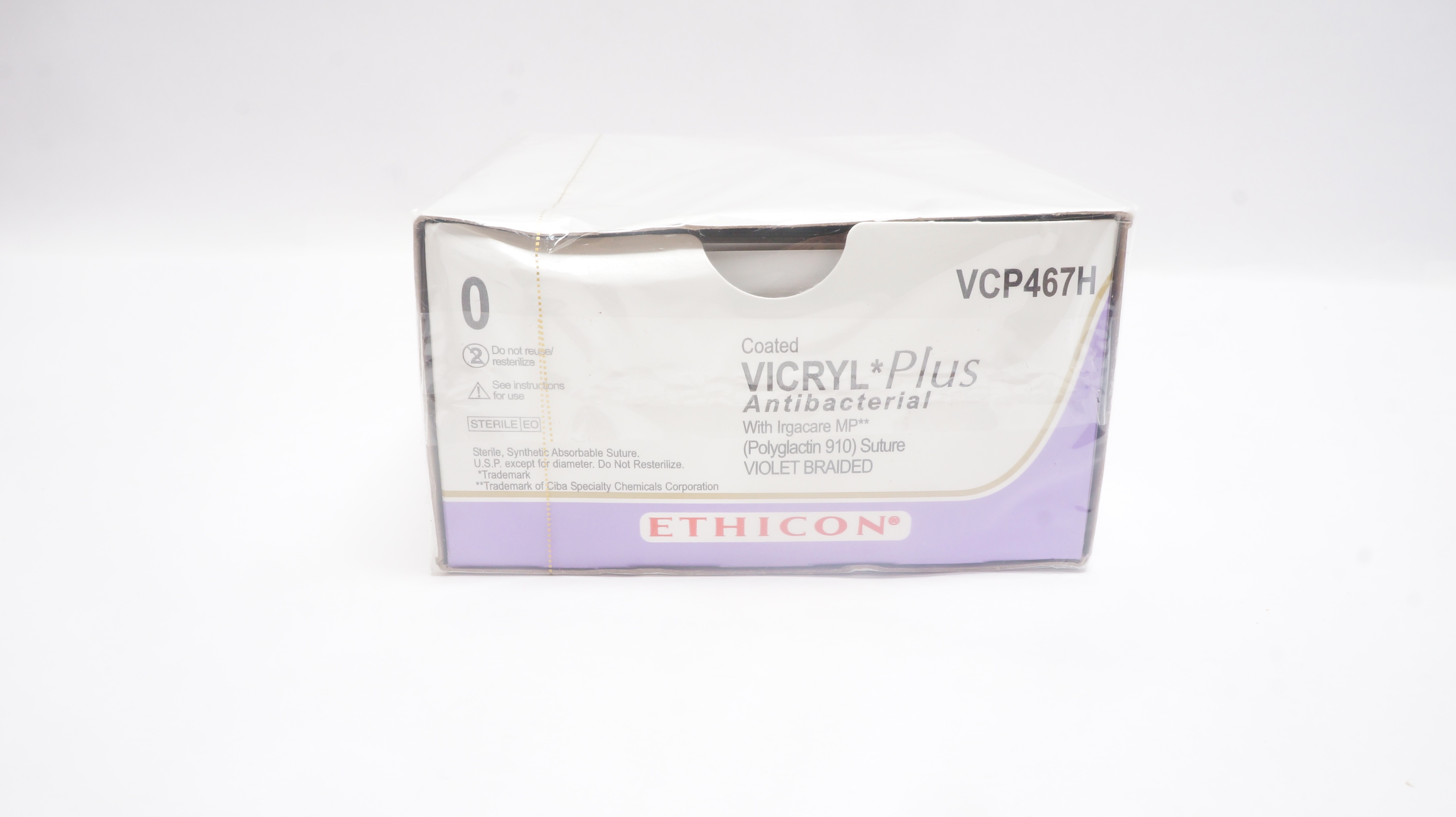 Ethicon VCP467H 0 Vicryl CP-1 36mm 1/2c Reverse Cutting,  27inch (x) - Box of 36