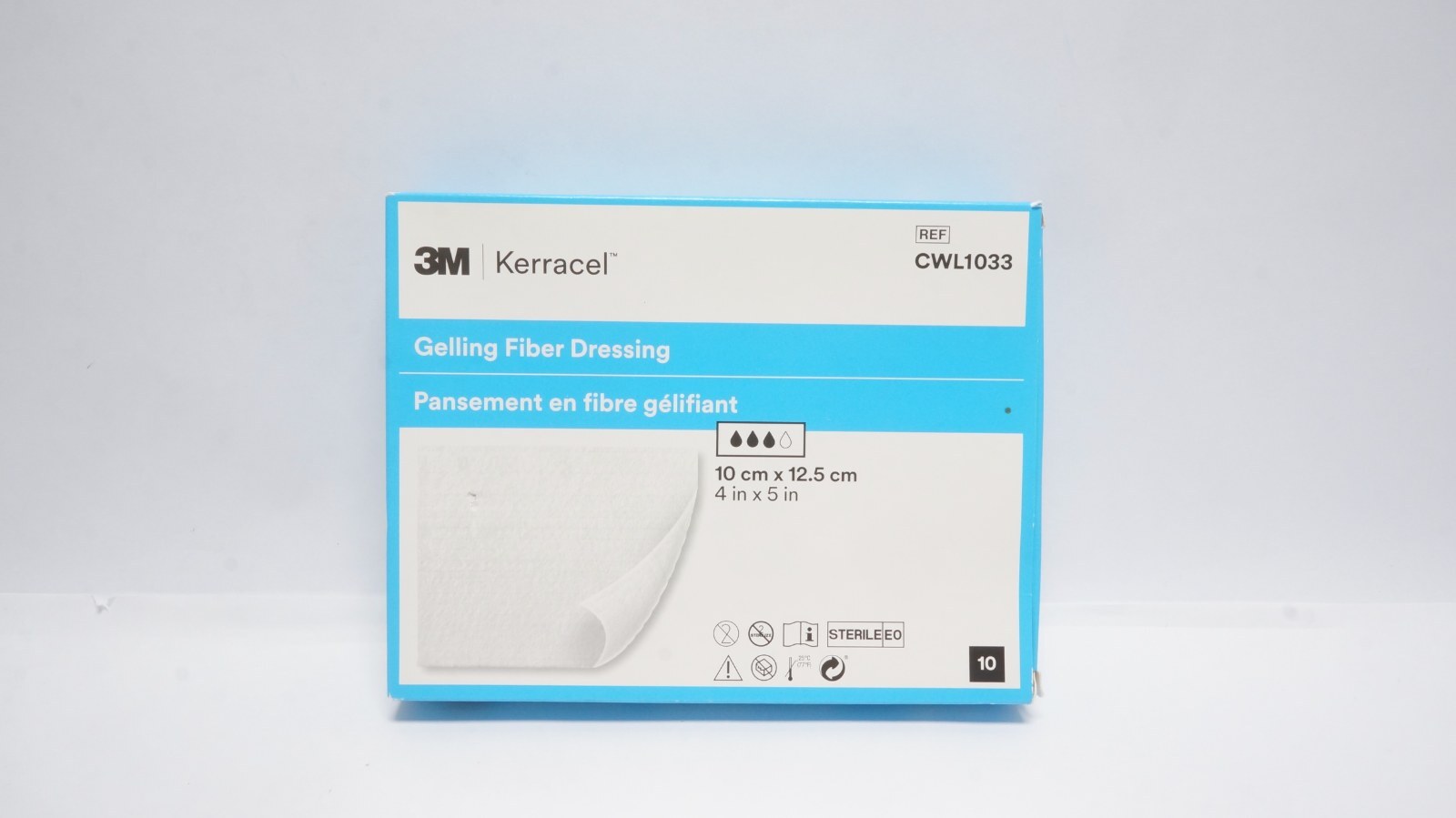 3M Kerracel CWL1033 Gelling Fiber Dressing 10cm x 12.5cm - box of 2