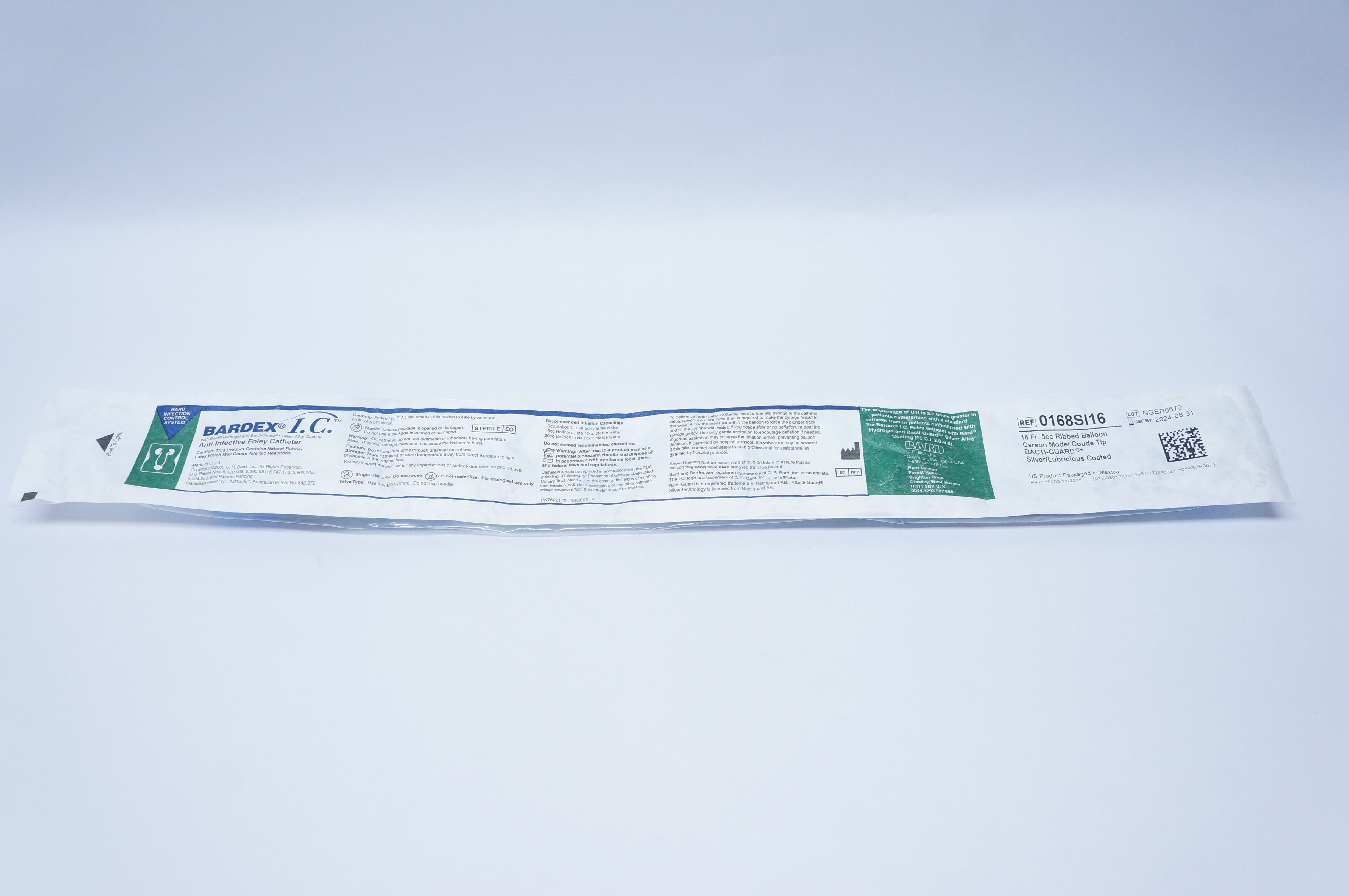 Bard 0168SI16 Bardex IC Anti-Infective Foley Cath. 16Fr. 5cc