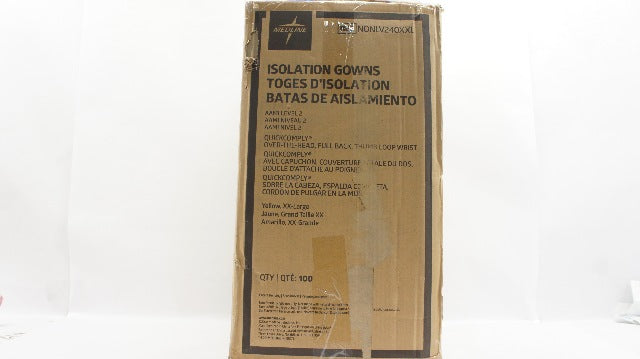 Medline NONLV240XXL Isolation Gowns AAMI Level 2 Yellow XXL - Case of 100