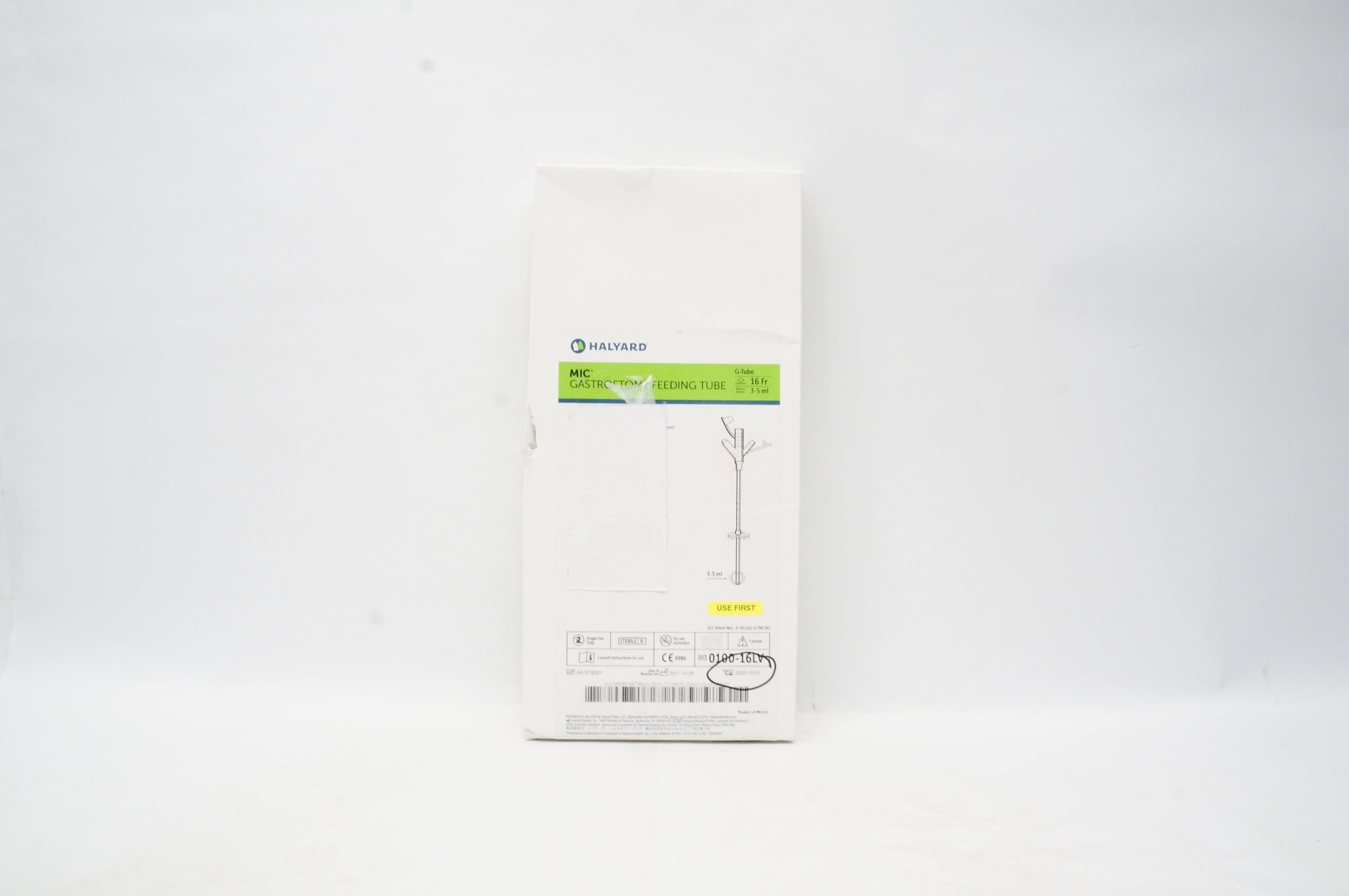 Halyard 0100-16LV Mic Gastrostomy Feeding Tube 16Fr x 3-5ml (x)
