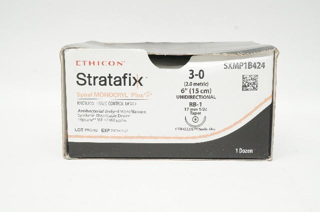Ethicon SXMP1B424 Stratafix 3-0 Spiral RB-1 17mm 1/2c Taper 6in - Box of 12 (x)