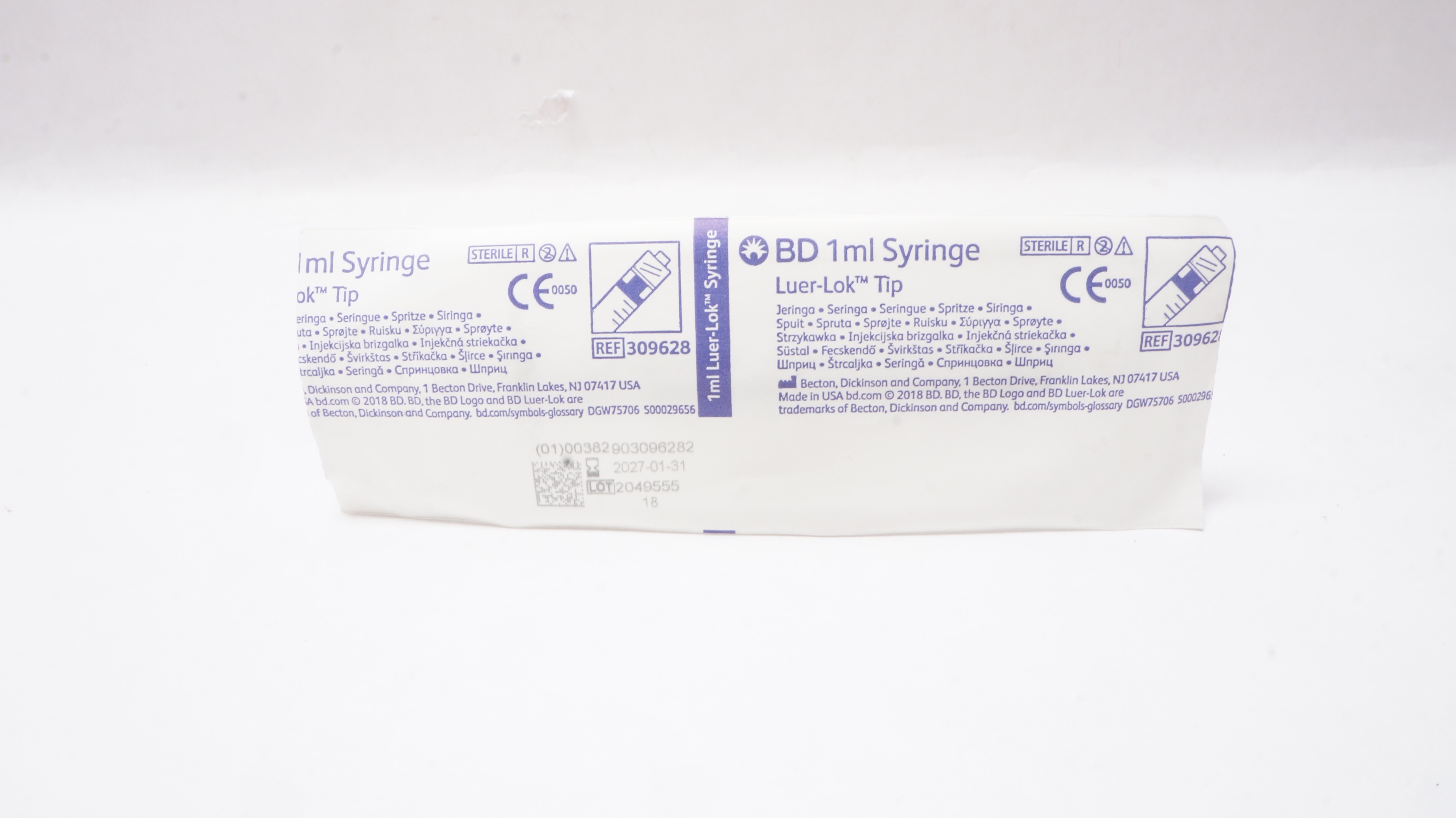 BD 309628 Luer Lok Tip 1ml Syringe