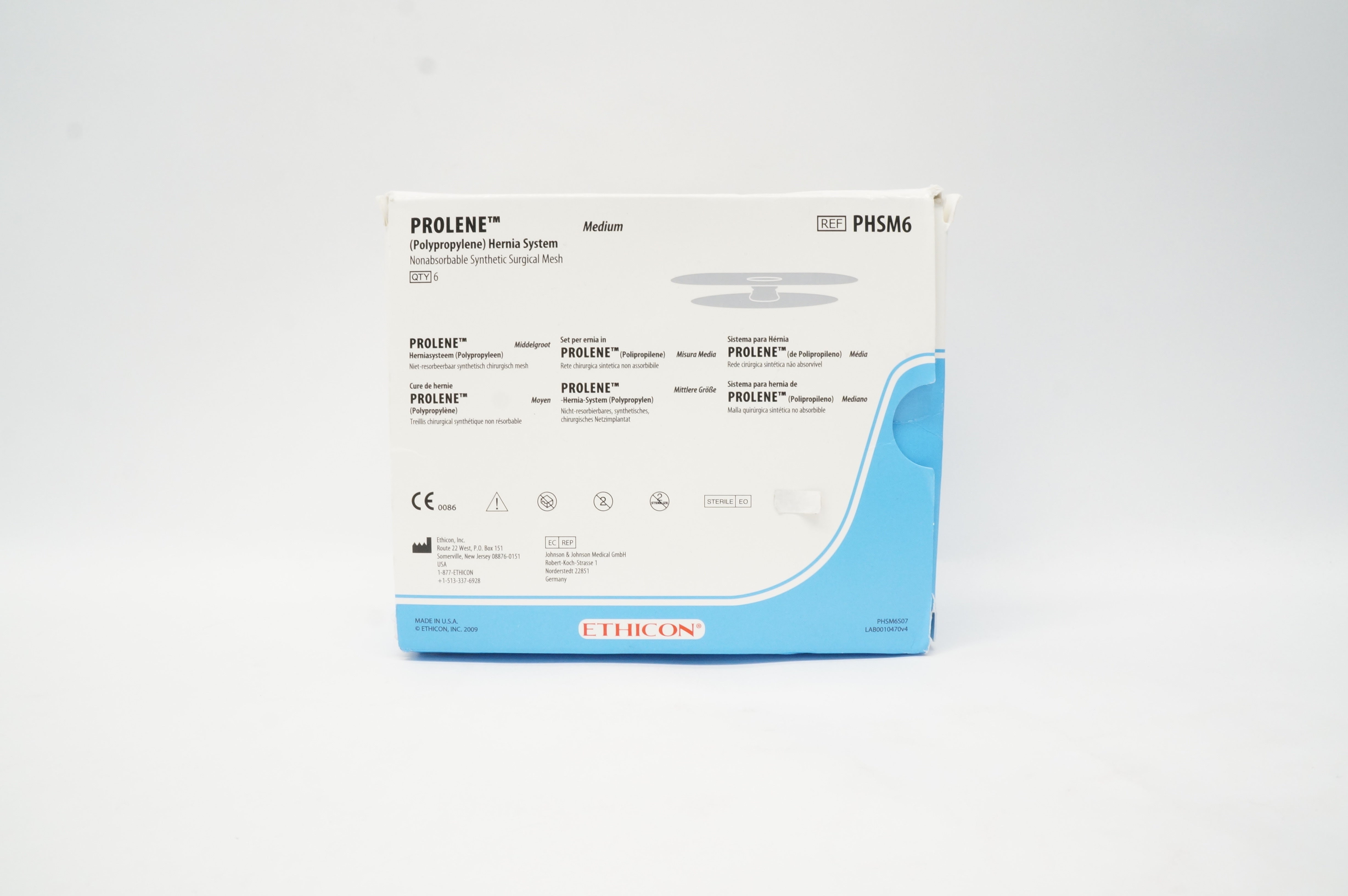 Ethicon PHSM6 Prolene Hernia System Nonabsorbable Mesh, Medium (x) - Box of 6