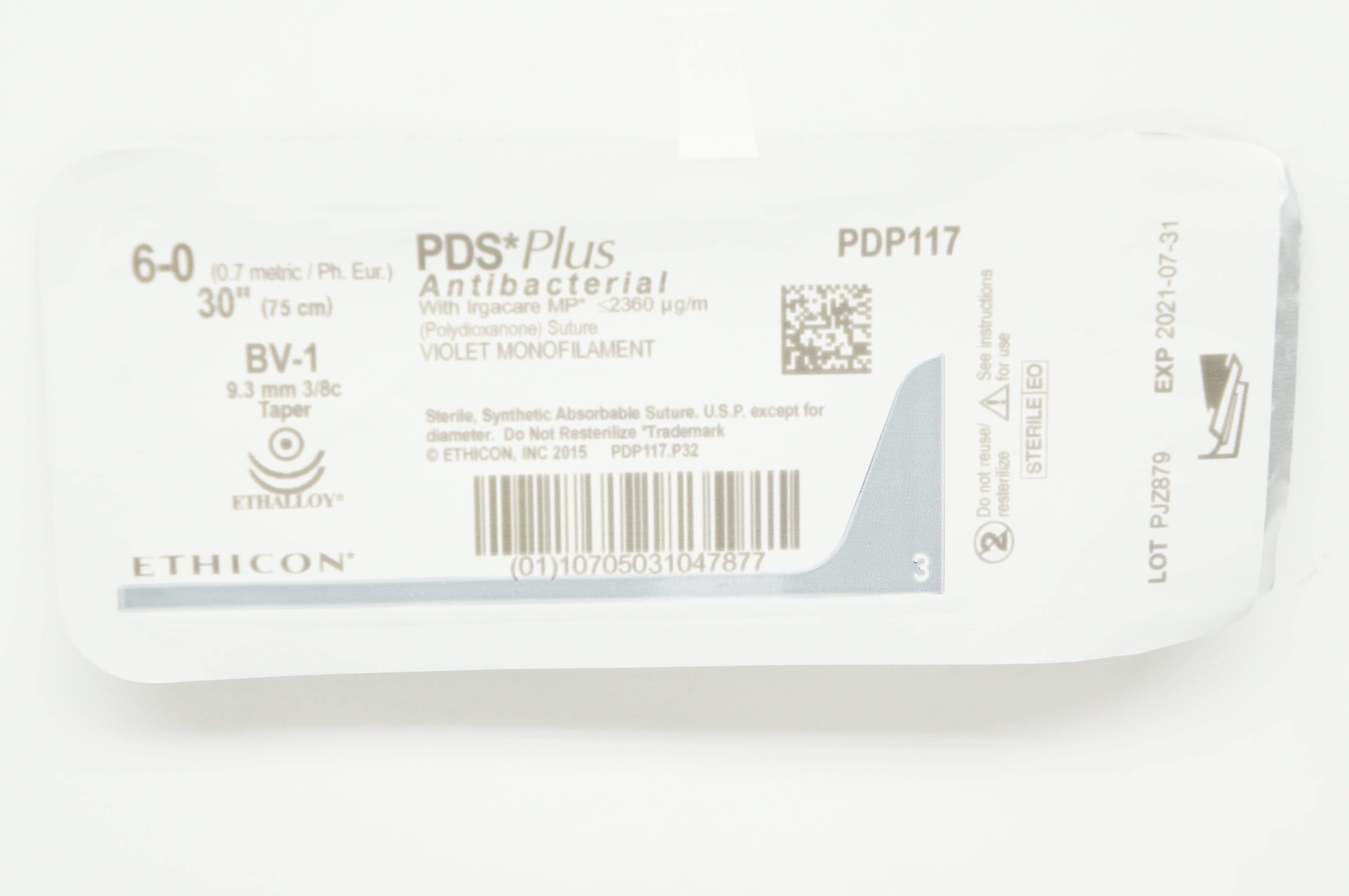 Ethicon PDP117 6-0 PDS Plus, BV-1, 9.3mm 3/8c Taper, 30inch (x)