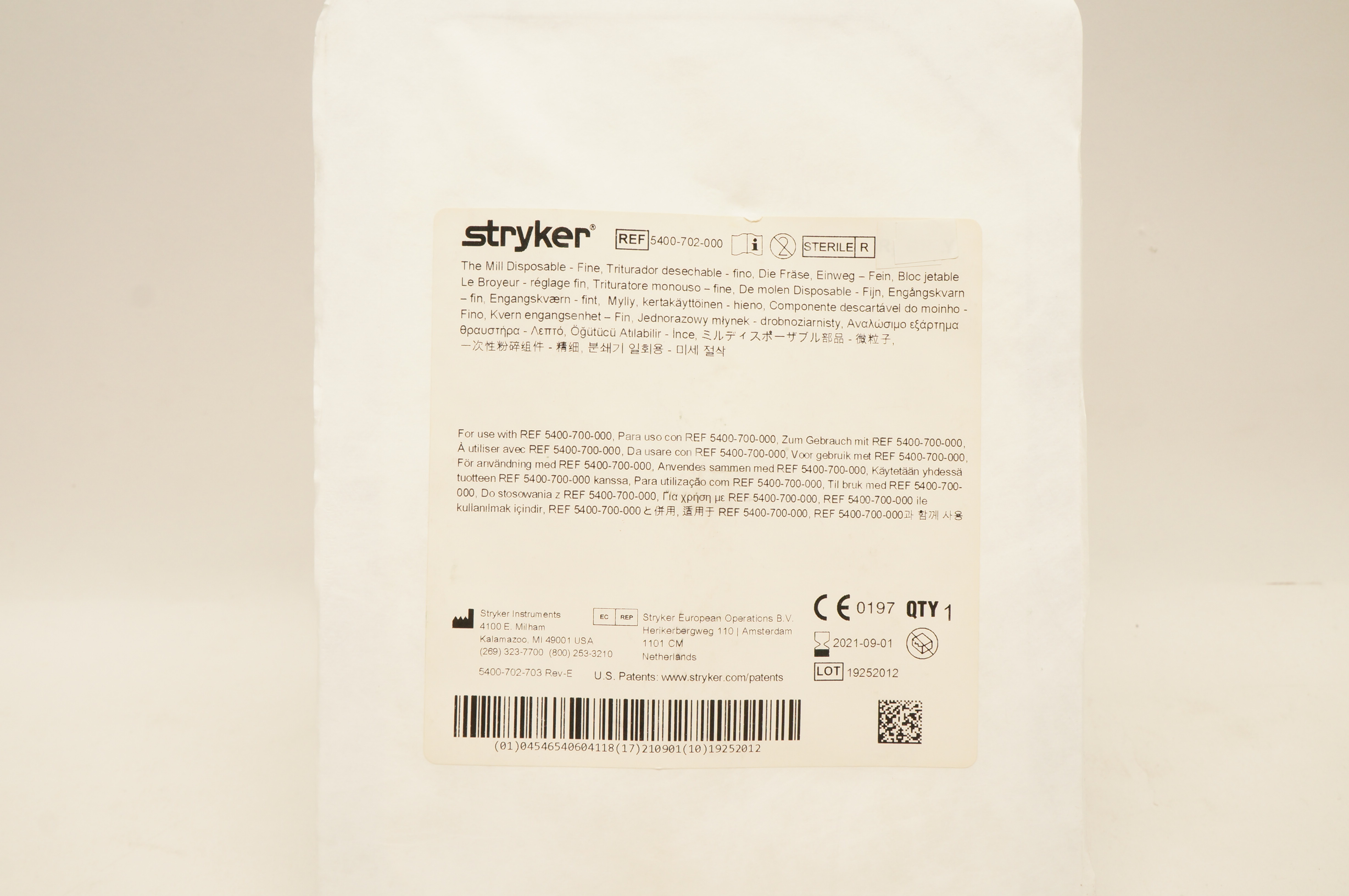 Stryker 5400-702-000 The Mill Disposable Fine (x)
