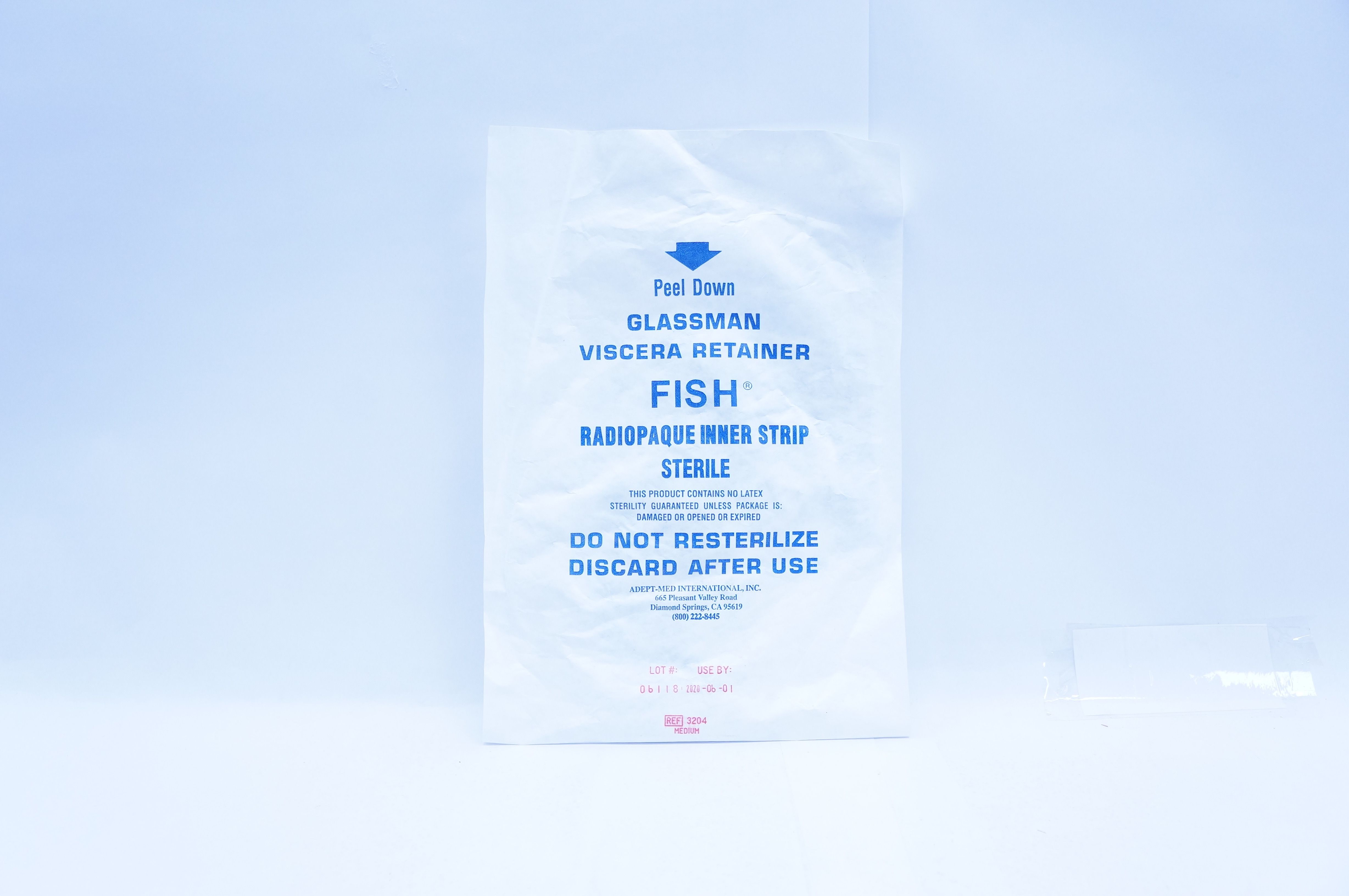 Adept-Med 3204 Glassman Viscera Retainer Fish Radiopaque Inner Strip, Medium (x)