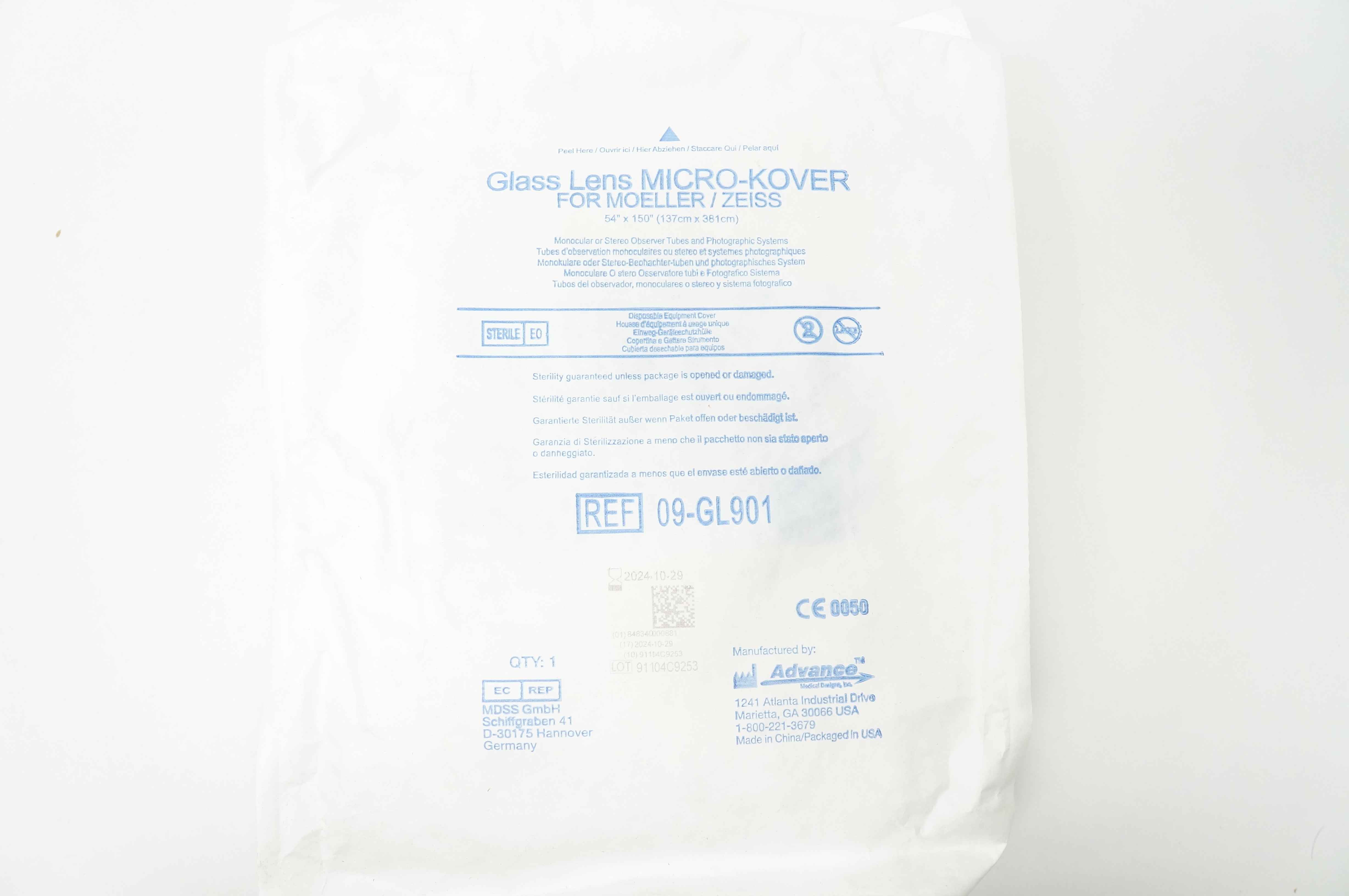 Advance 09-GL901 Glass Lens Micro-Kover for Moeller/Zeiss 54 inch x 150inch
