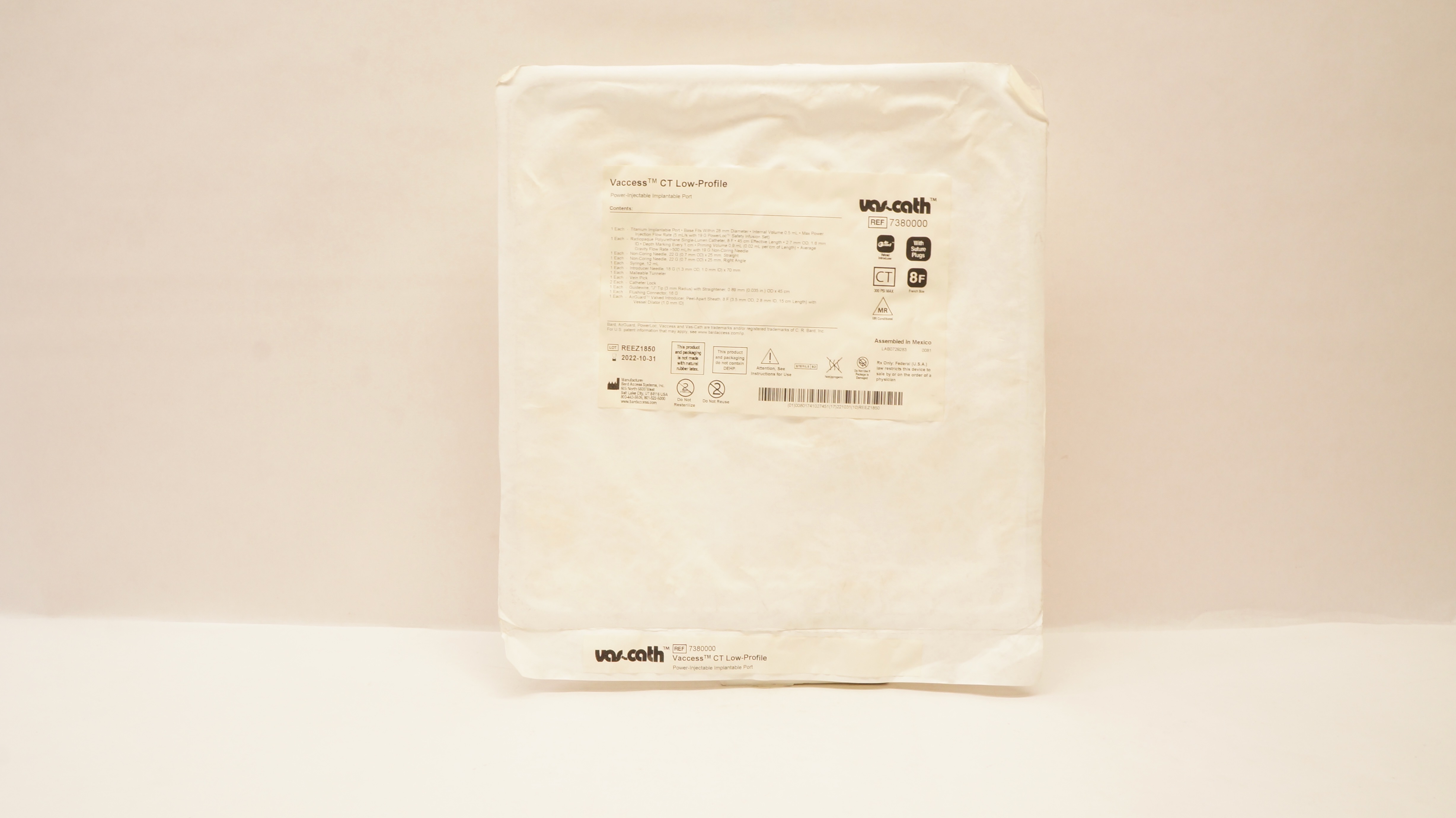 Bard 7380000 Vaccess CT Low-Profile Power-Injectable Implantable Port 8F (x)