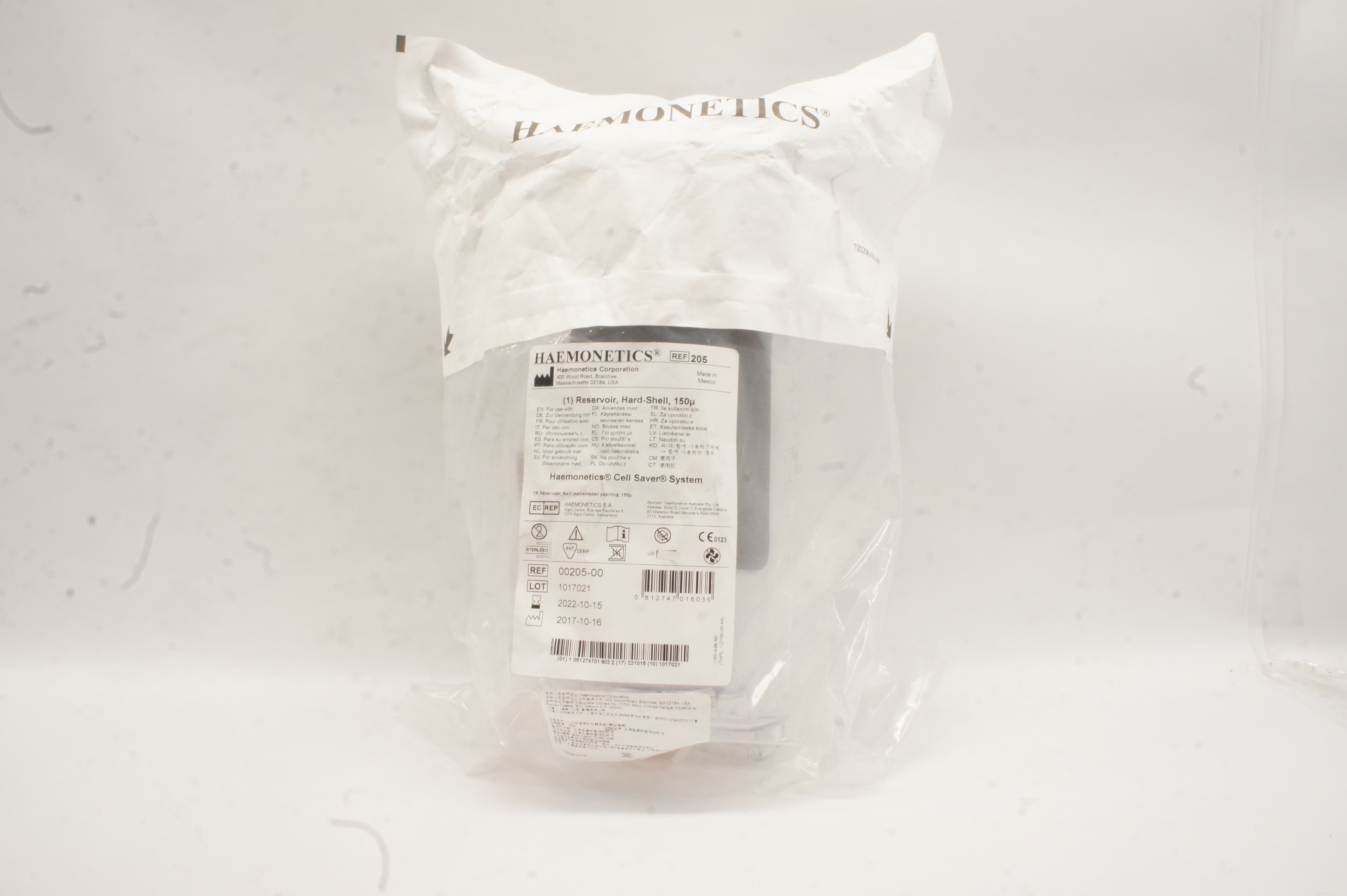 Haemonetics 00205-00 Cell Saver System Reservoir, Hard Shell 150µ