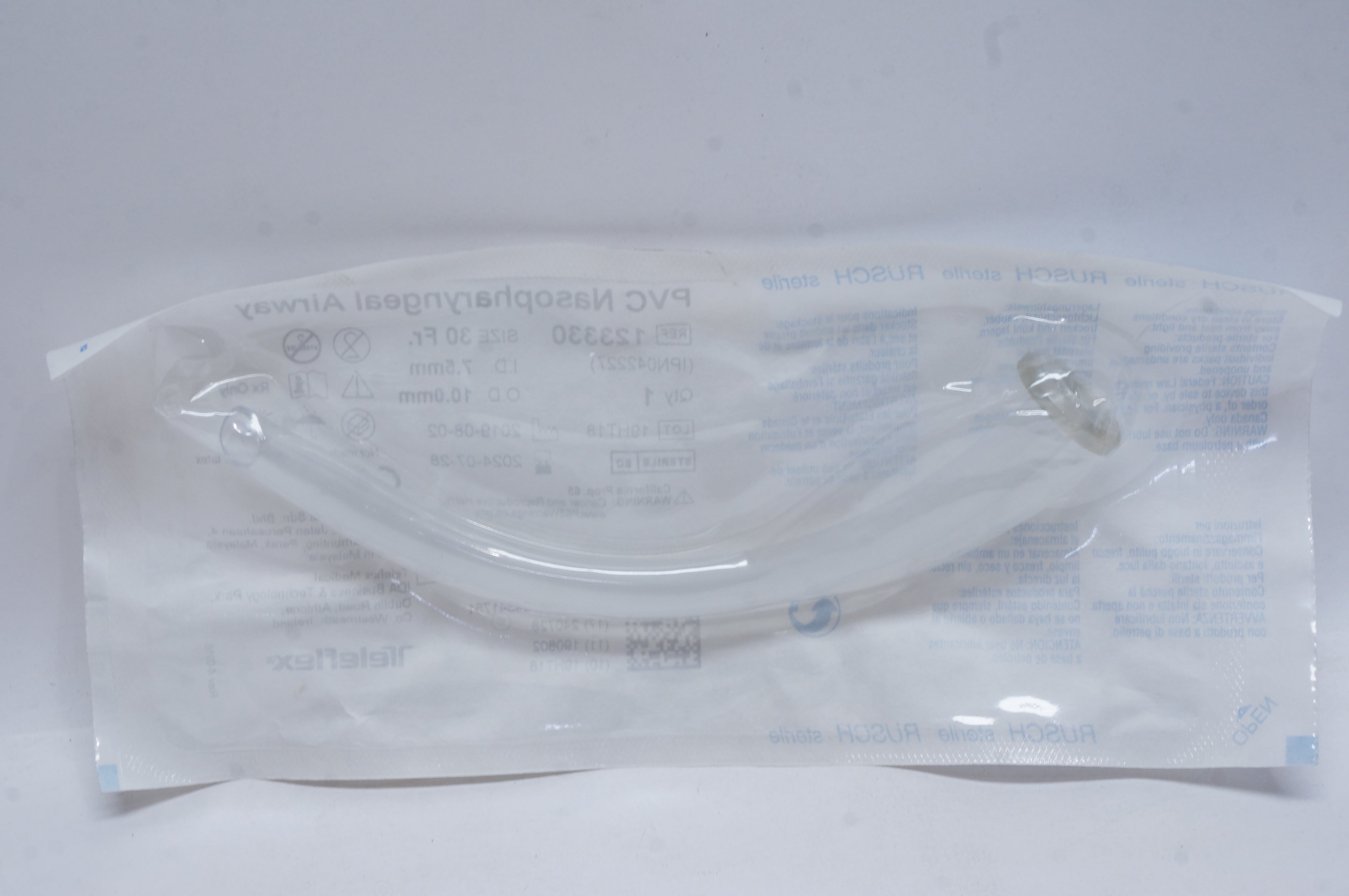 Teleflex 123330 PVC Nasopharyngeal Airway 30Fr., 7.5mm x 10mm