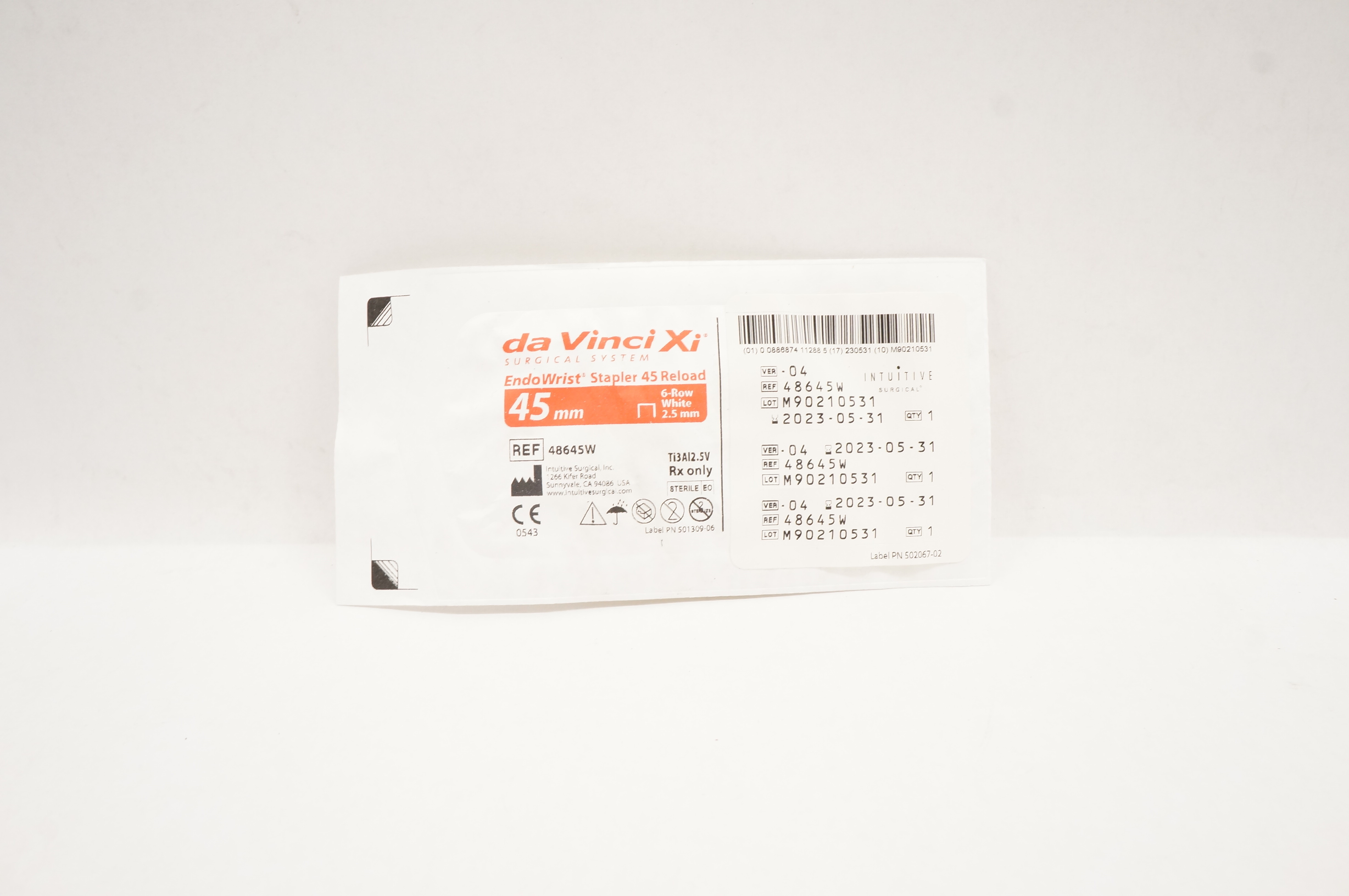Intuitive 48645W EndoWrist Stapler 45mm Reload 6-Row White 2.5mm