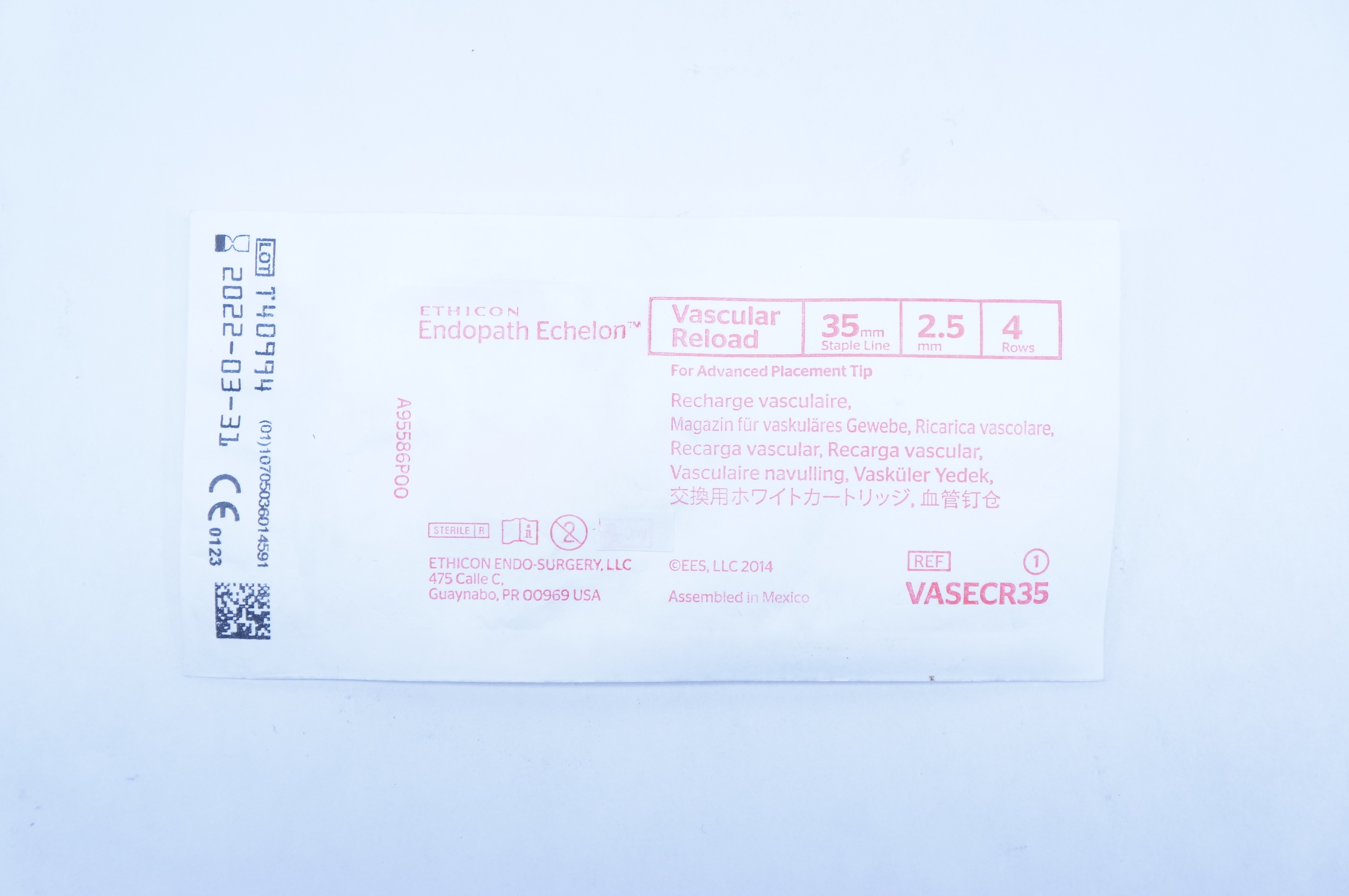Ethicon VASECR35 Endopath Echelon Vascular Reload 35 mm x 2.5 mm