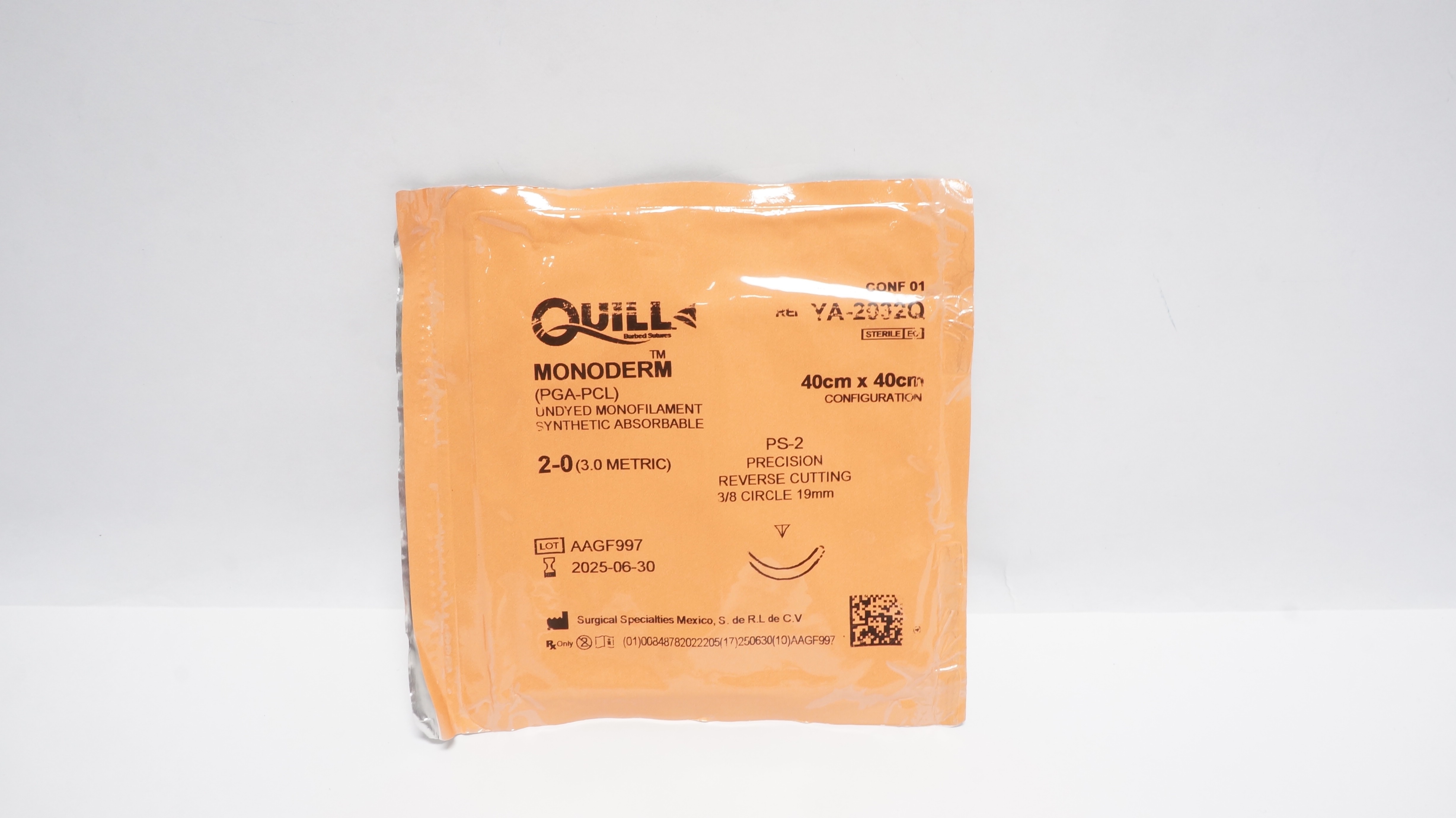 Quill YA-2032Q 2-0 Monoderm PS-2 Reverse Cutting 3/8c 19mm 40 x 40cm (x)