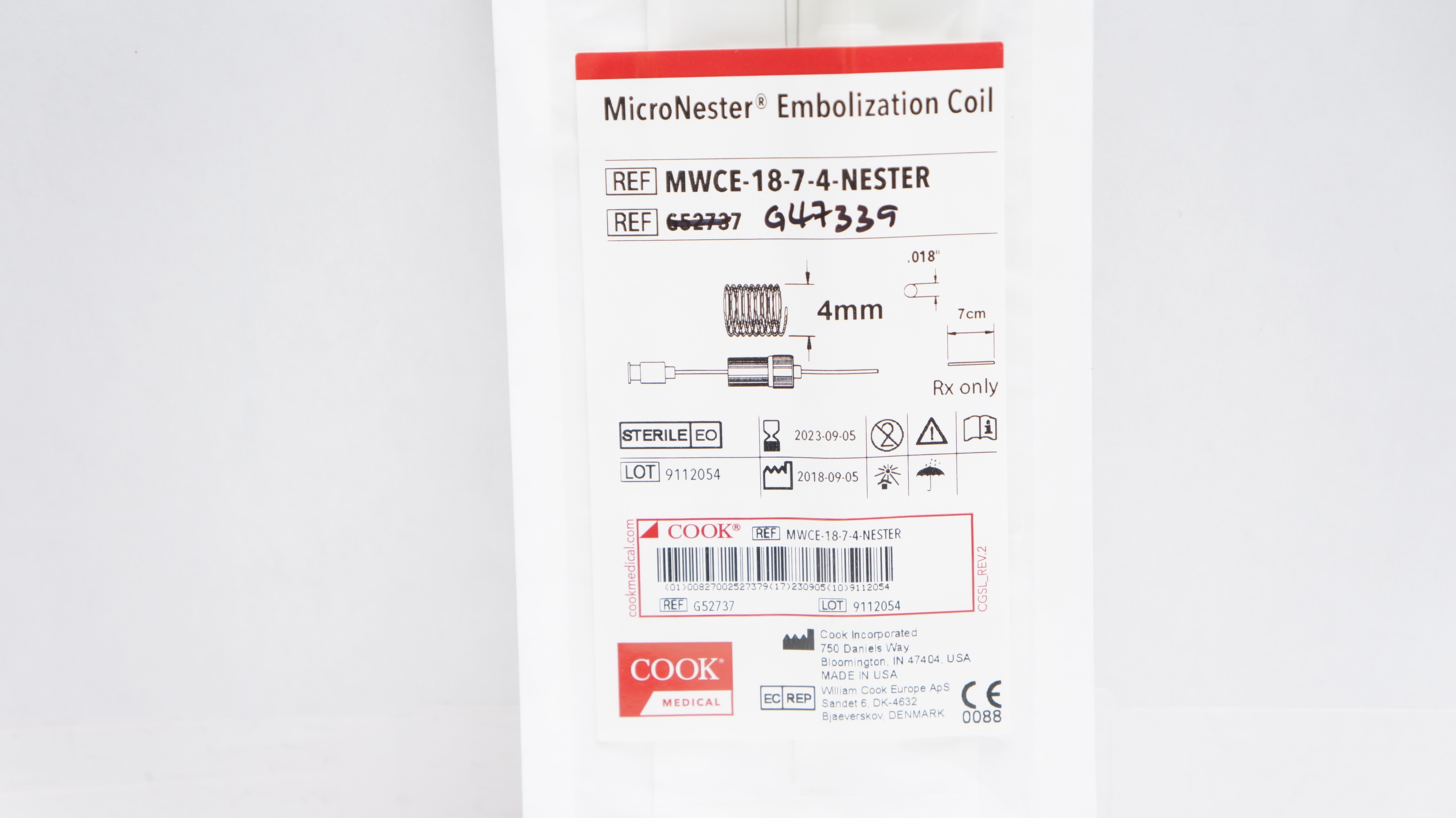 Cook Medical G47339 MicroNester Embolization Coil 4mm x 7cm x .018inch (x)