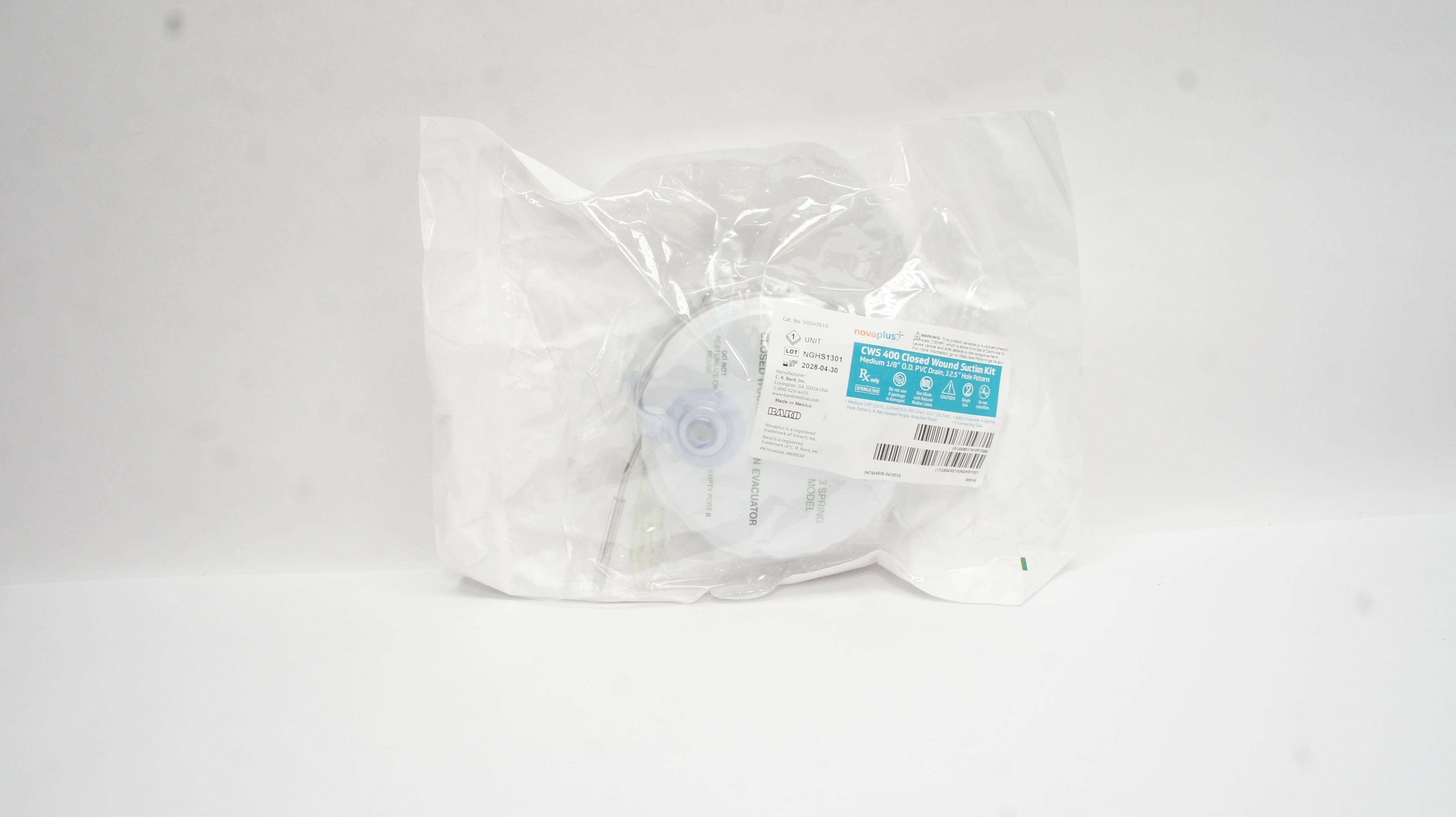 Bard V0043610 Novaplus CWS 400 Closed Wound Suction Kit