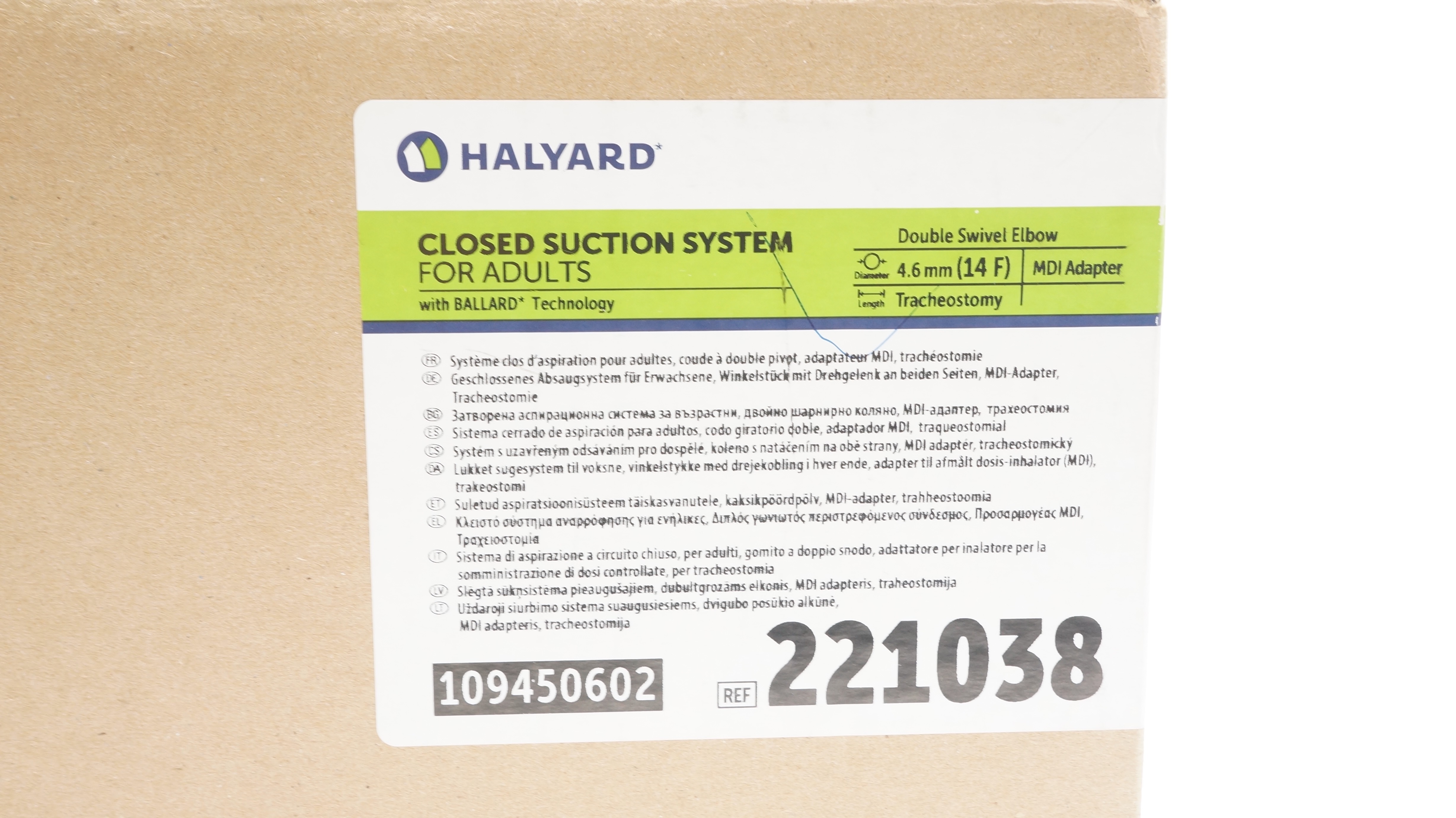 Halyard 221038 Closed Suction System For Adults 14F - Case of 20