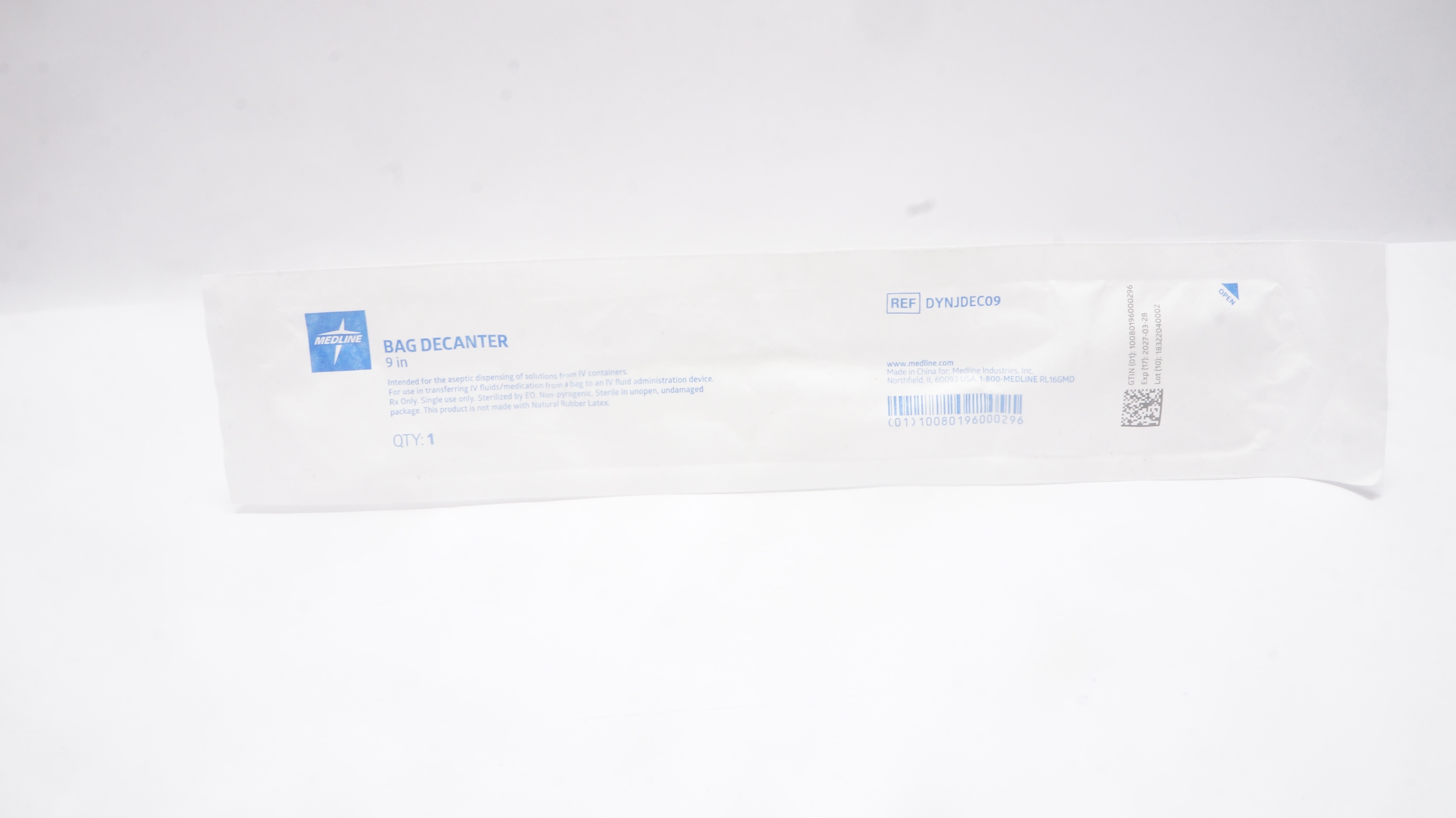 Medline DYNJDEC09 Bag Decanter 9 inch