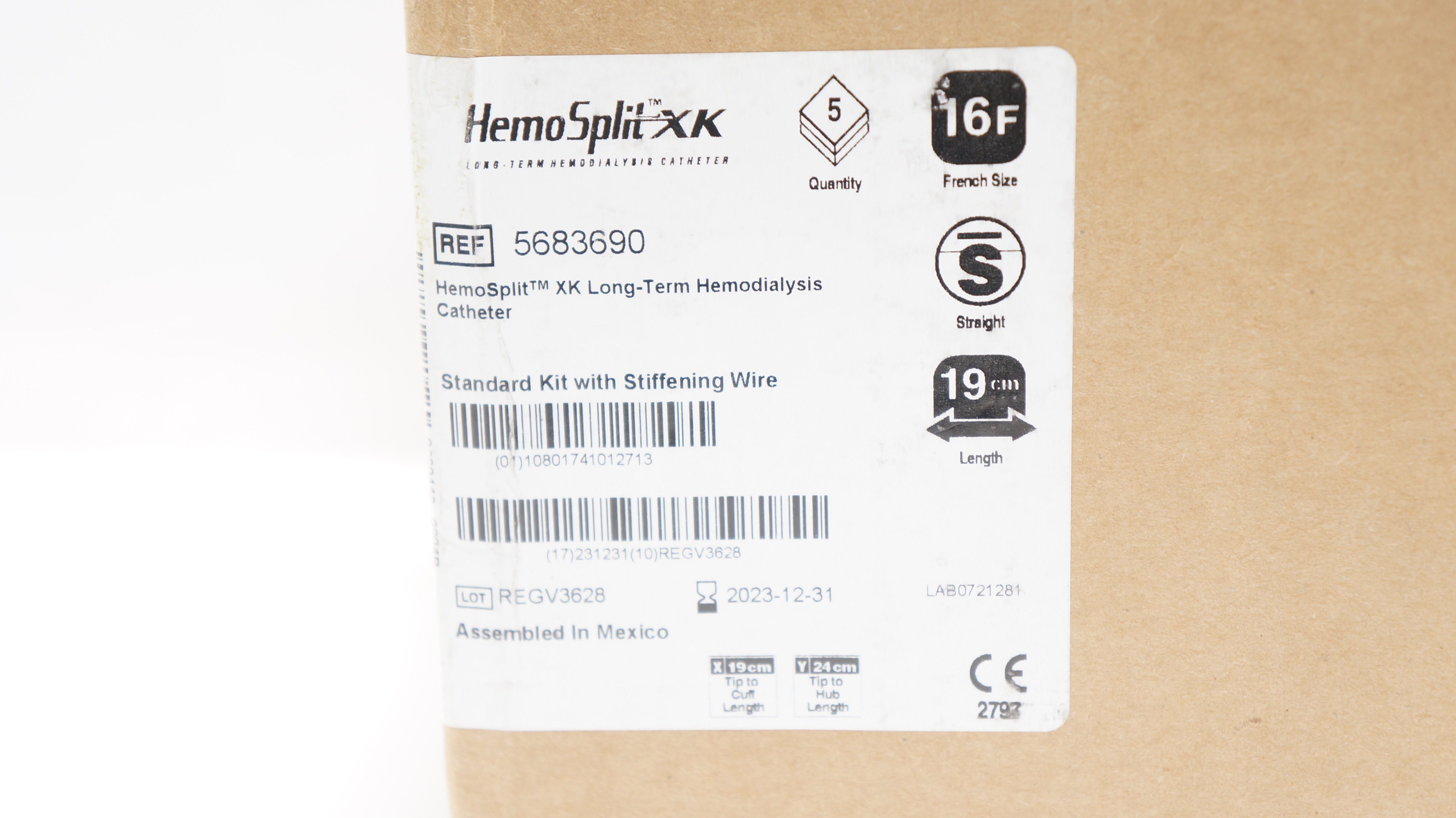 Bard 5683690 HemoSplit XK Long-Term Hemodialysis Cath. 16F x 19cm (x) - Box of 5