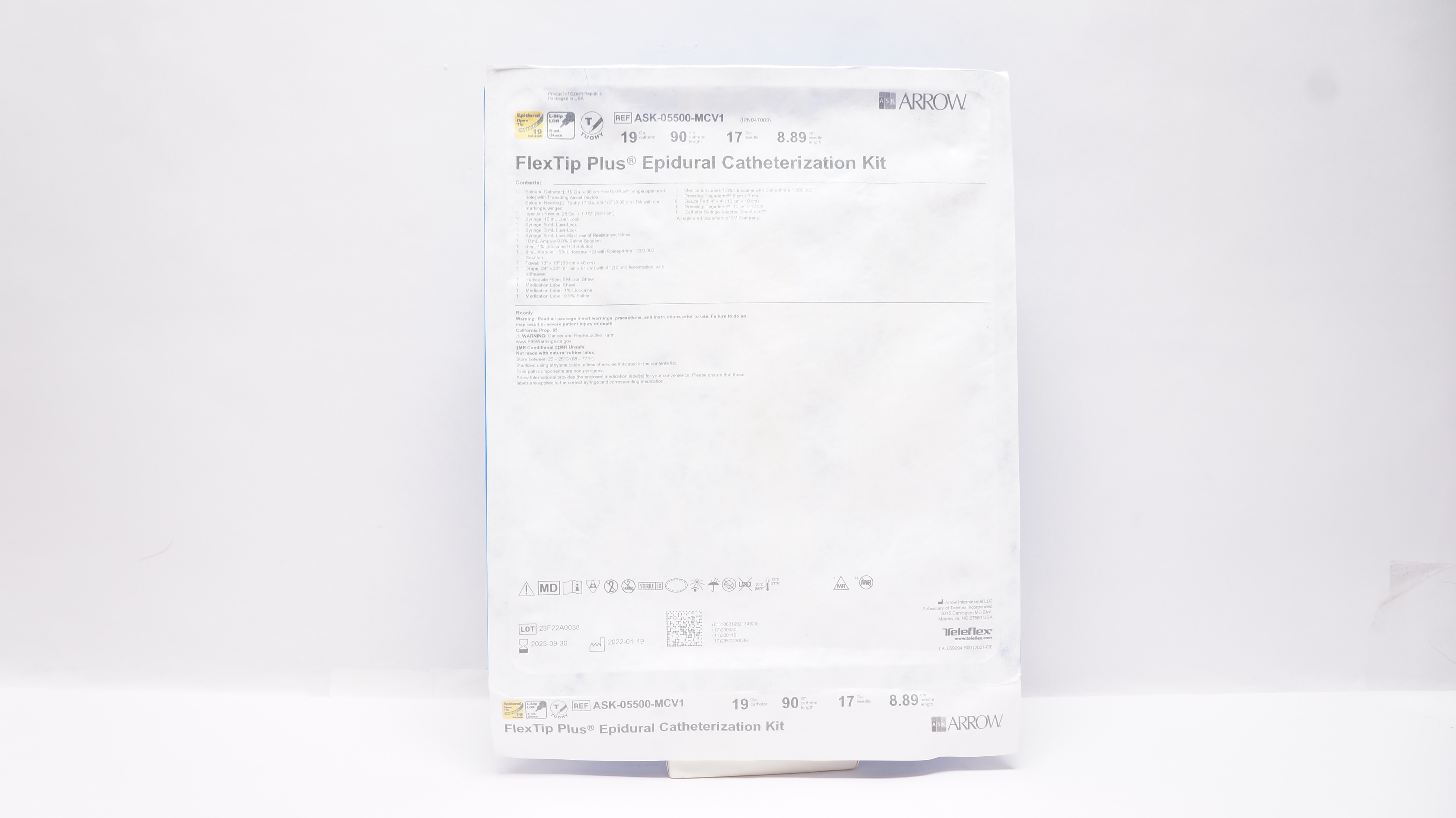 Arrow ASK-05500-MCV1 Arrow FlexTip Plus Epidural Cath. Kit 19Ga x 90cm (x)