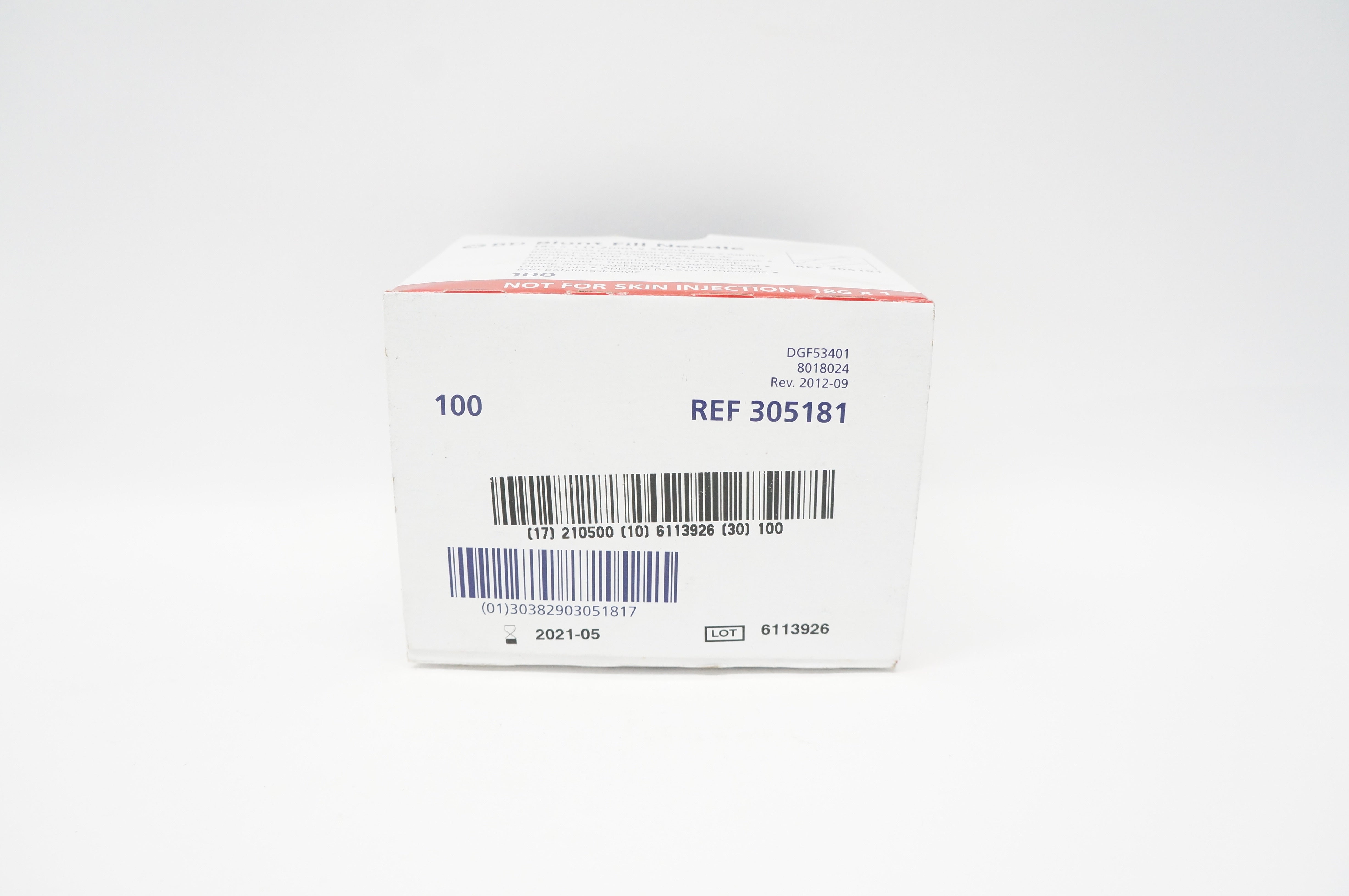 BD 305181 Blunt Fill Ndle 18G x 1 TW (x) - Box of 100