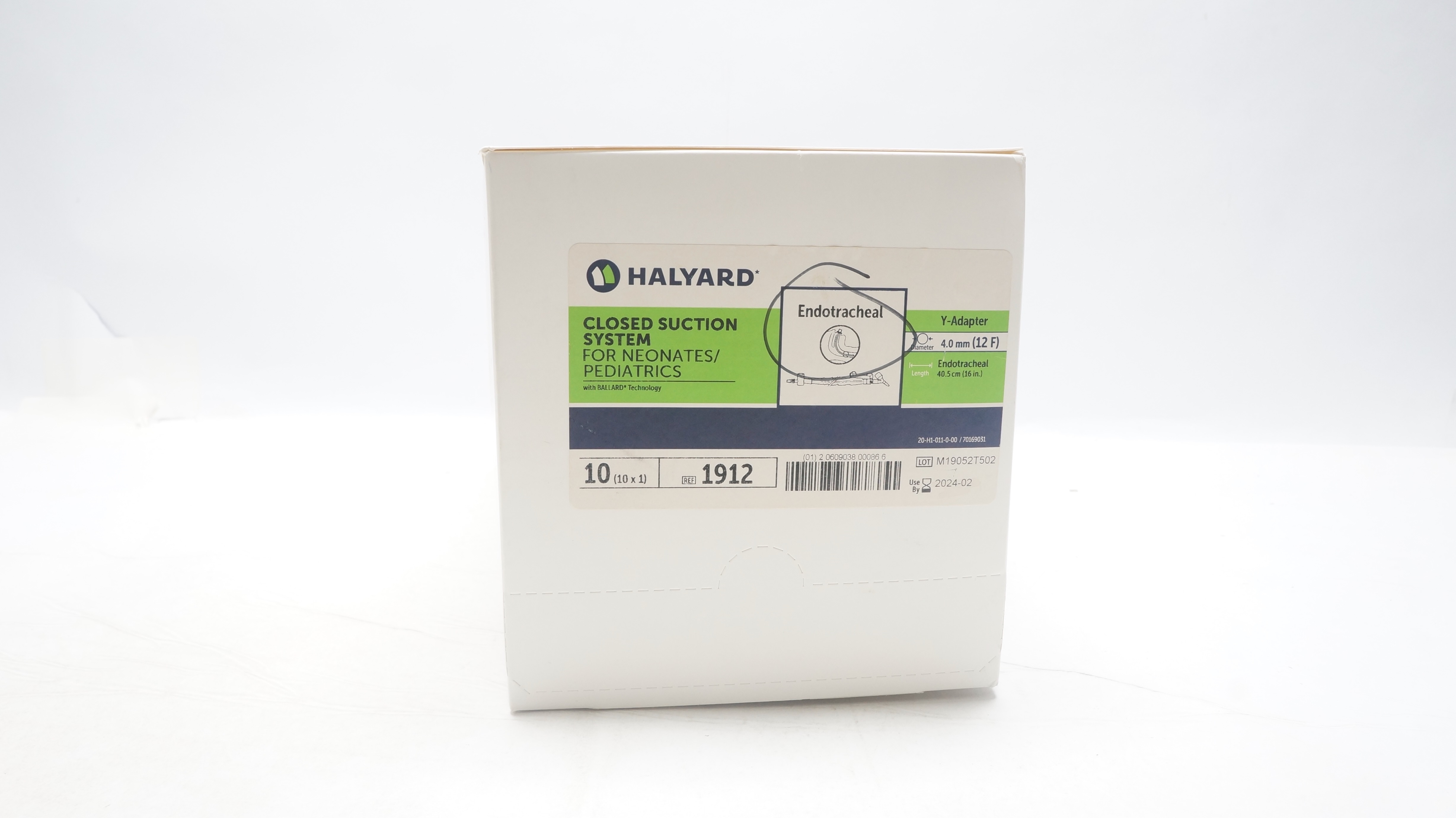 Halyard 1912 Closed Suction System for Neonates/Pediatrics 12Fx16in-Box of 10(x)