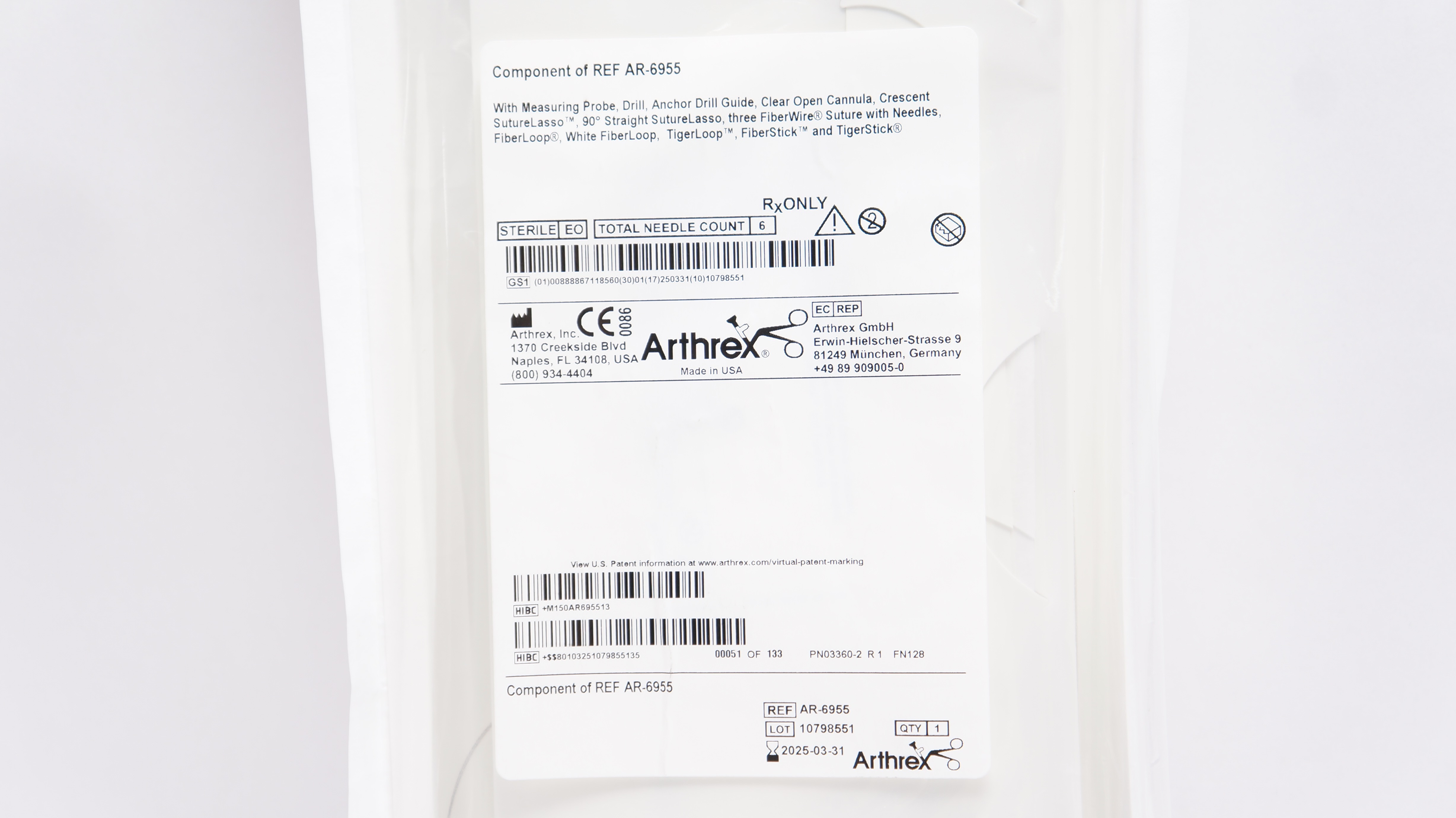 Arthrex AR-6955 Implant System Hip Labral Reconstruction