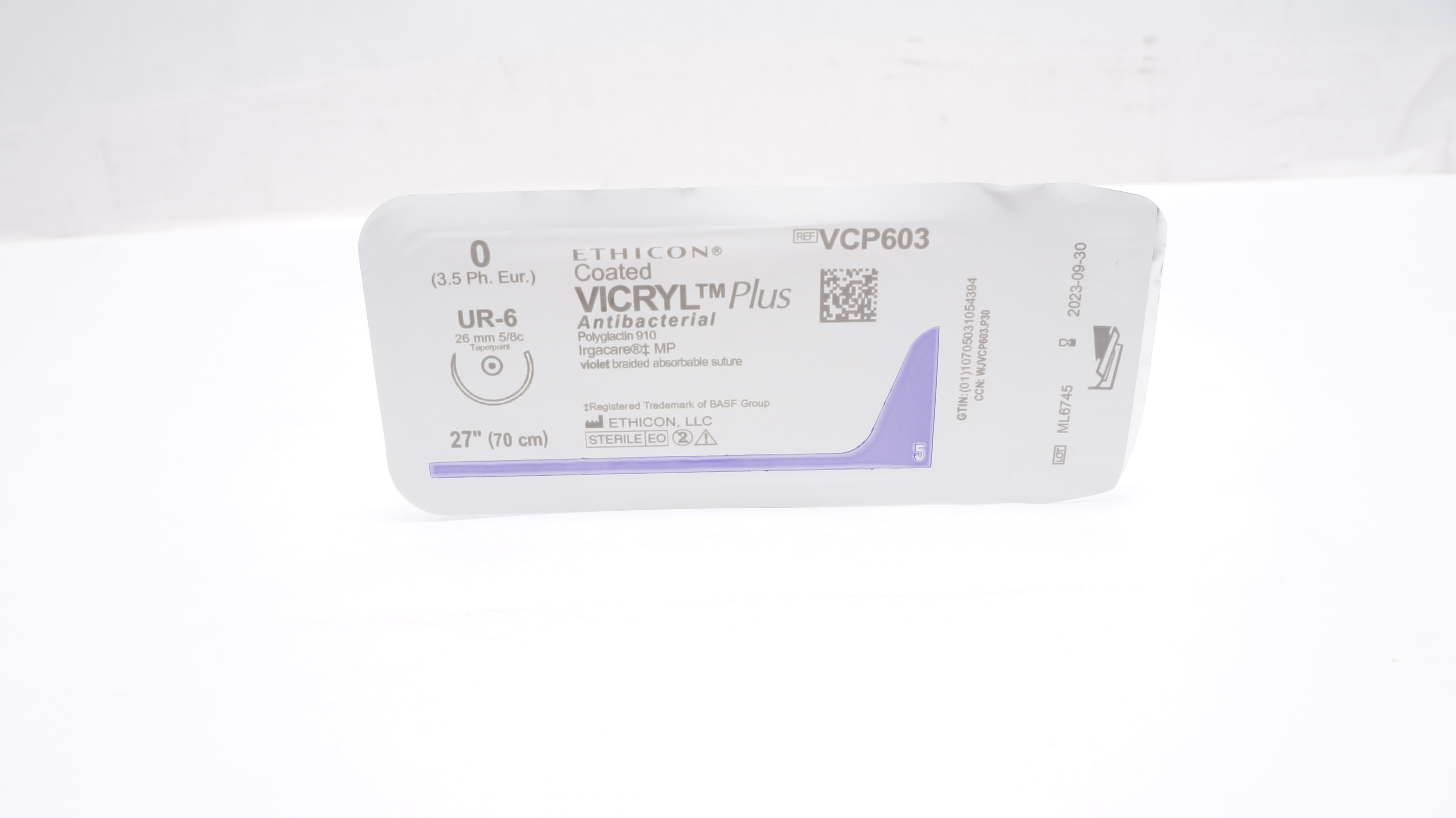 Ethicon VCP603 0 Coated VICRYL Plus Stre UR-6 26 mm 5/8c Taperpoint, 27 inch (x)