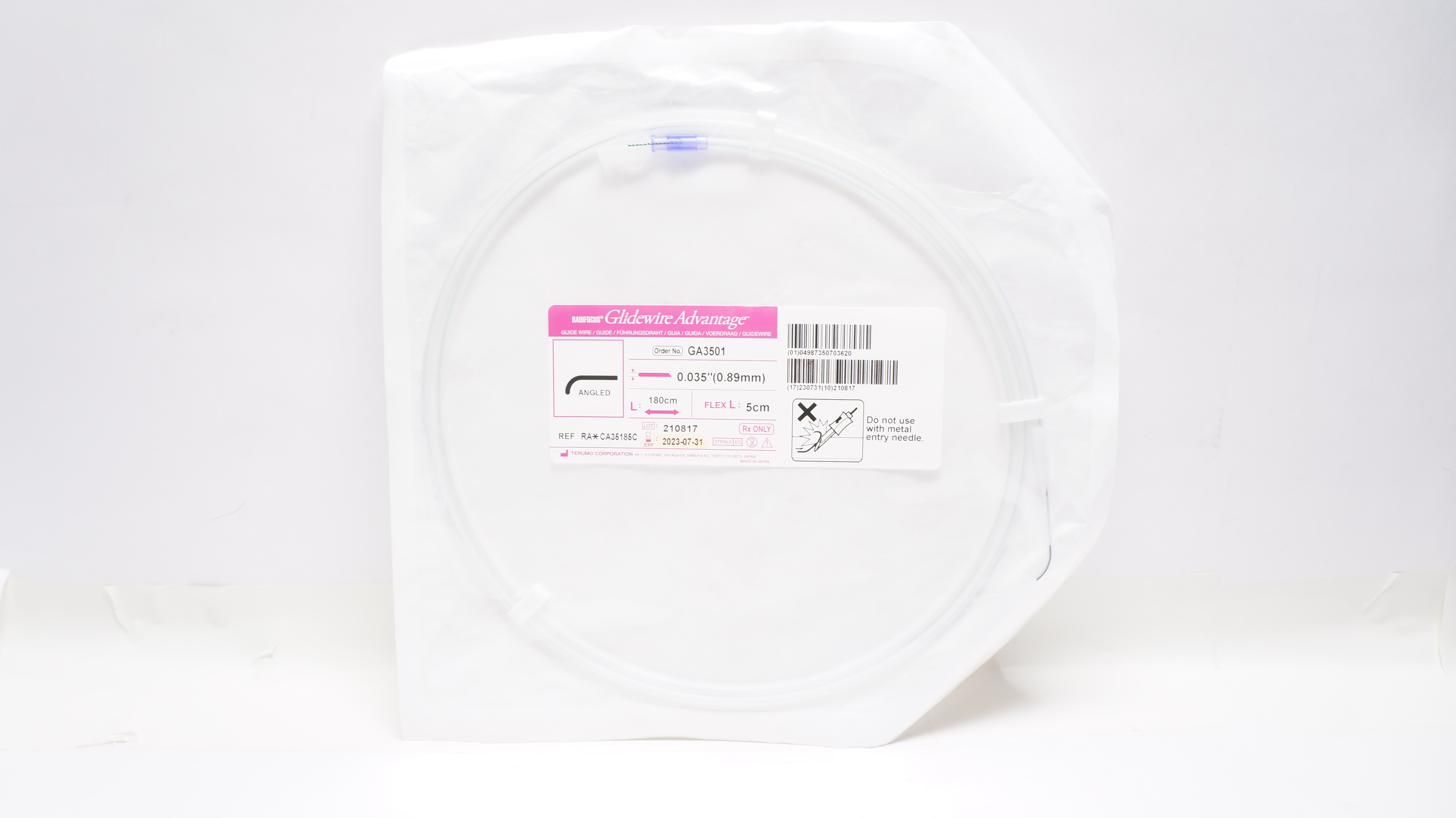 Terumo CA35185C RadiFocus Glidewire Advantage Angled .035inch x 180 x 5cm (x)