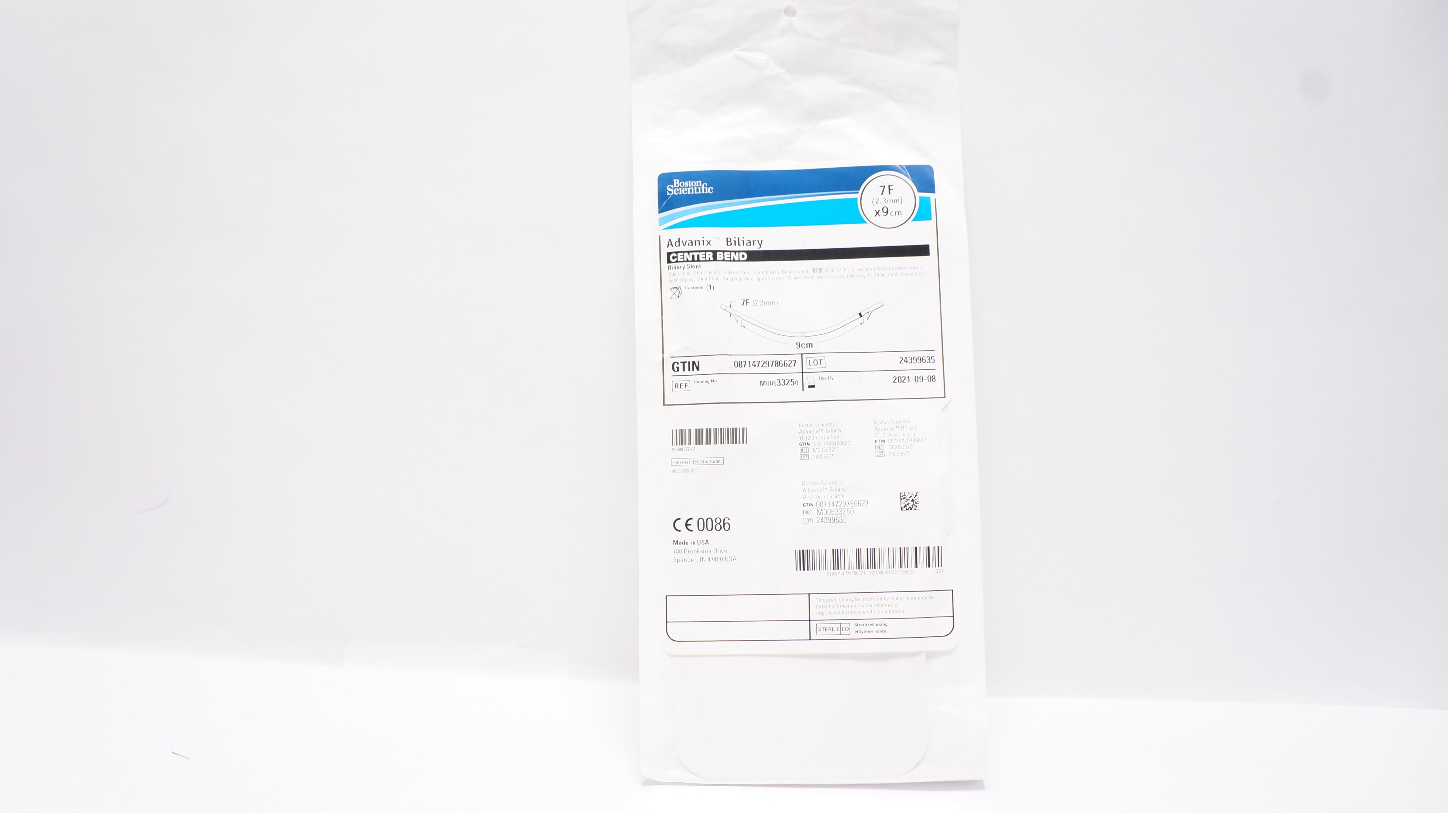 Boston Scientific M00533250 Advanix Center Bend Biliary Stnt 7F x 9cm (x)