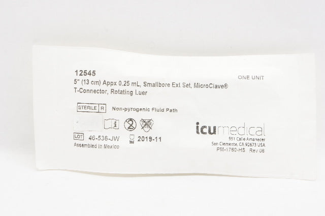 IcuMedical 12545 Smallbore Ext Set, 5inch Appx 0.25ml (x)