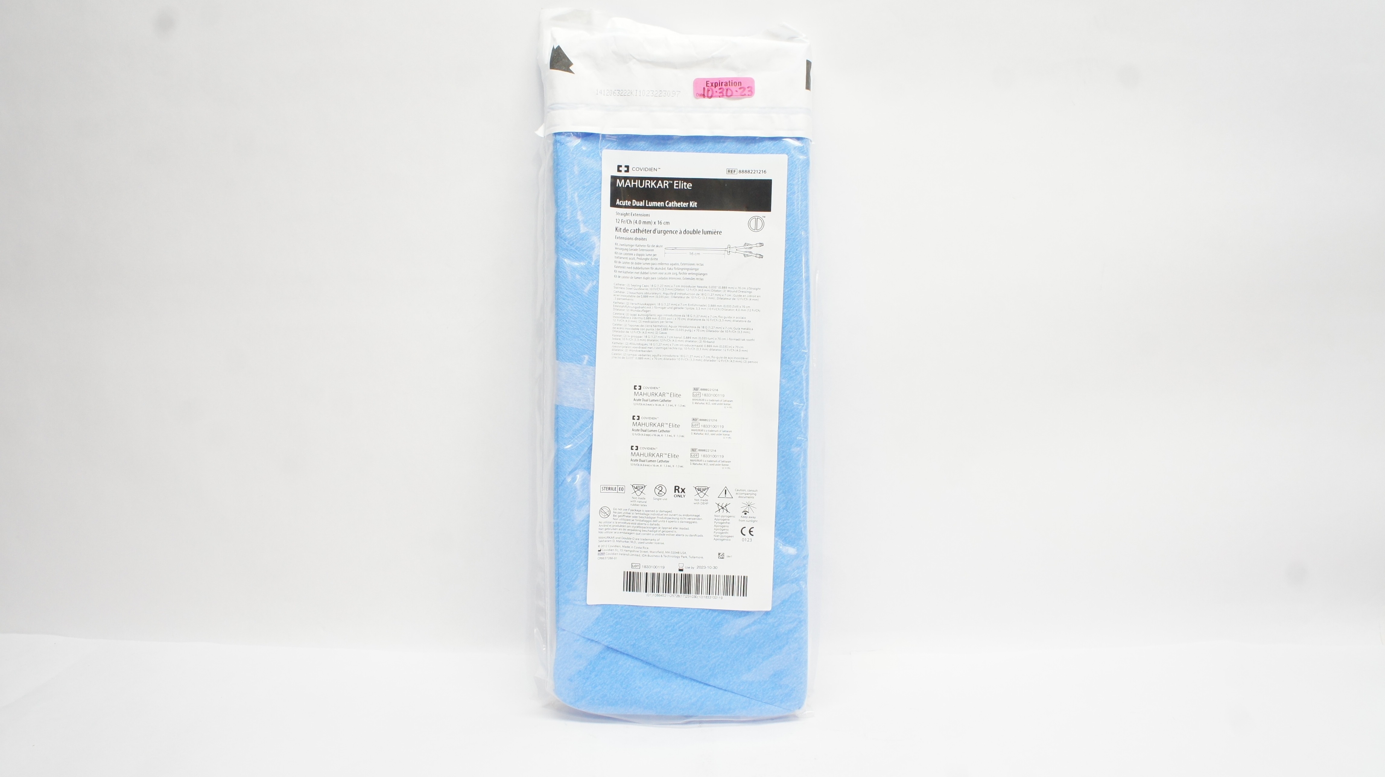 Covidien 8888221216 Mahurkar Elite Acute Dula Lumen Cath. Kit 12Fr/Ch x 16 cm